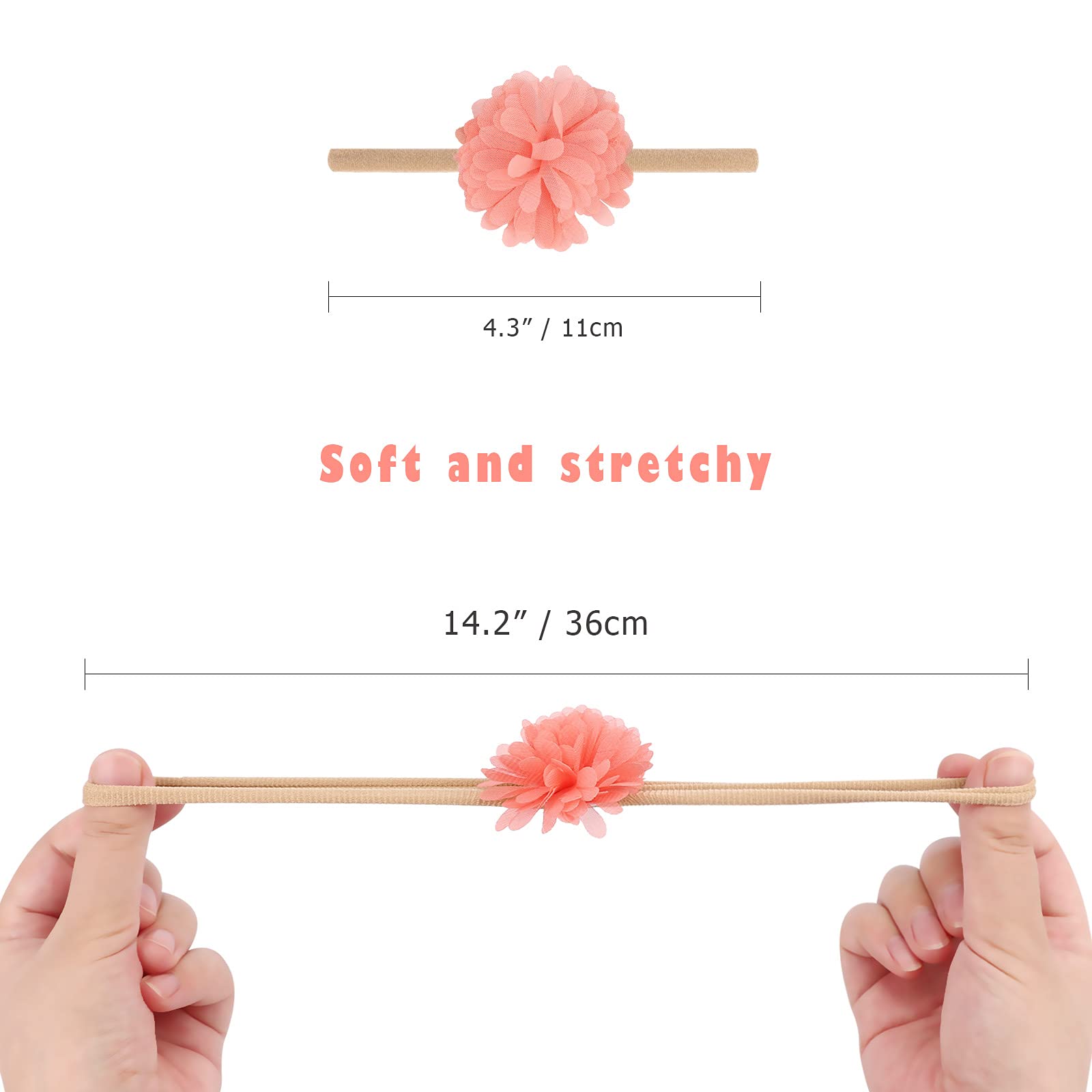 AQOKKA Baby Girl Headbands with Bows Soft Nylon Newborn Toddler Hairbands Handmade Baby Hair Accessories for Infant Girls Kids - Image 3