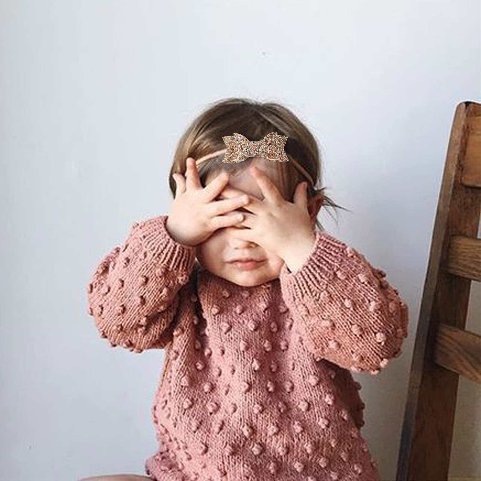 AQOKKA Baby Girl Headbands with Bows Soft Nylon Newborn Toddler Hairbands Handmade Baby Hair Accessories for Infant Girls Kids - Image 5