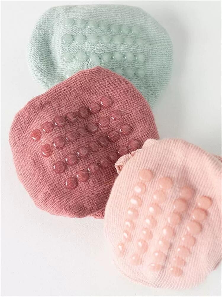 AQOKKA Baby Girl Toddlers Socks with Non-slip Grip Cute Frilly Ruffle Ankle Soft Cotton Newborn Baby Socks for Infant Kids - Image 5