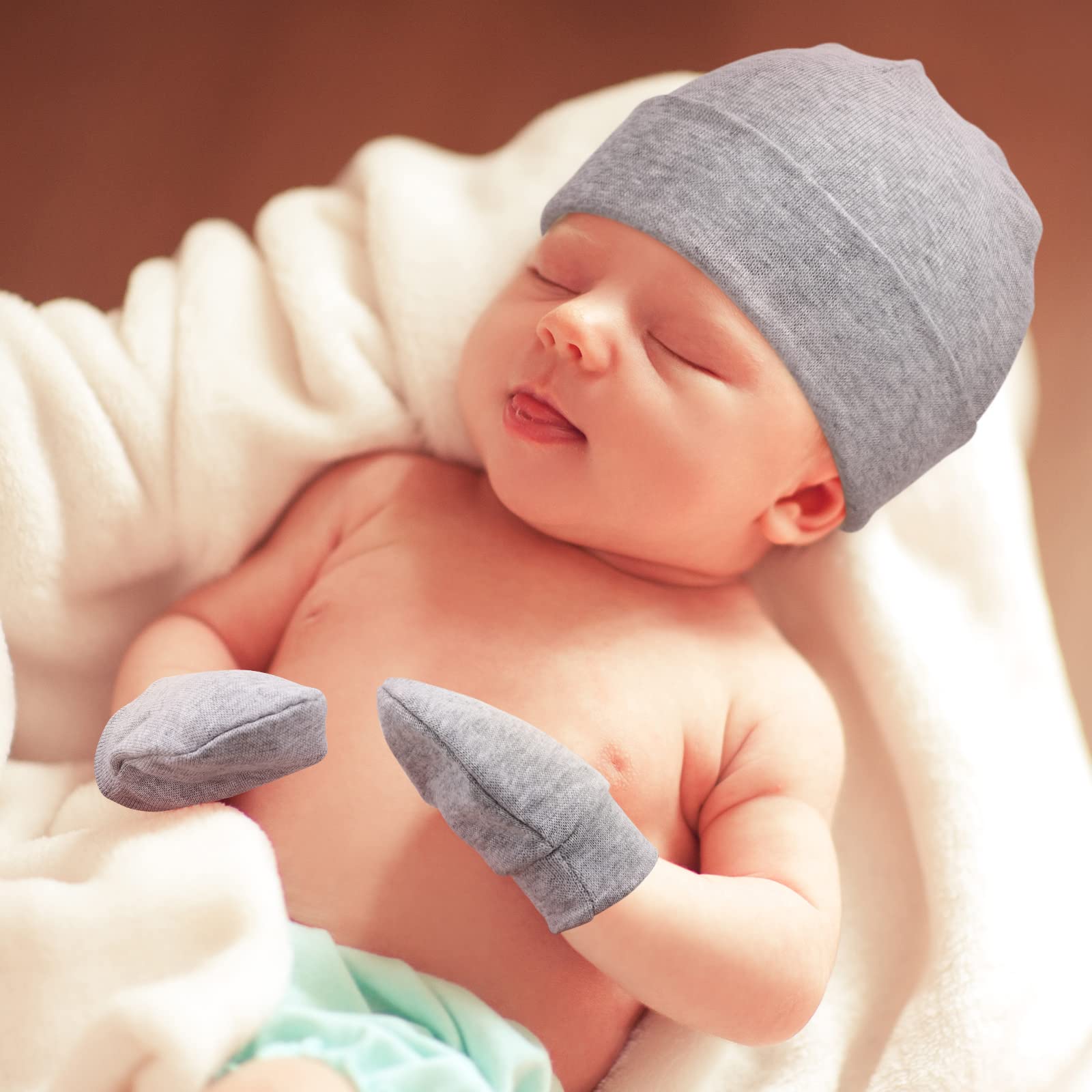 Newborn Baby Hats and Mittens Set Infant Beanie Cap Toddler Gloves Newborn Hospital Hats for Baby Boy Girl Kid 0-6 Months - Image 7