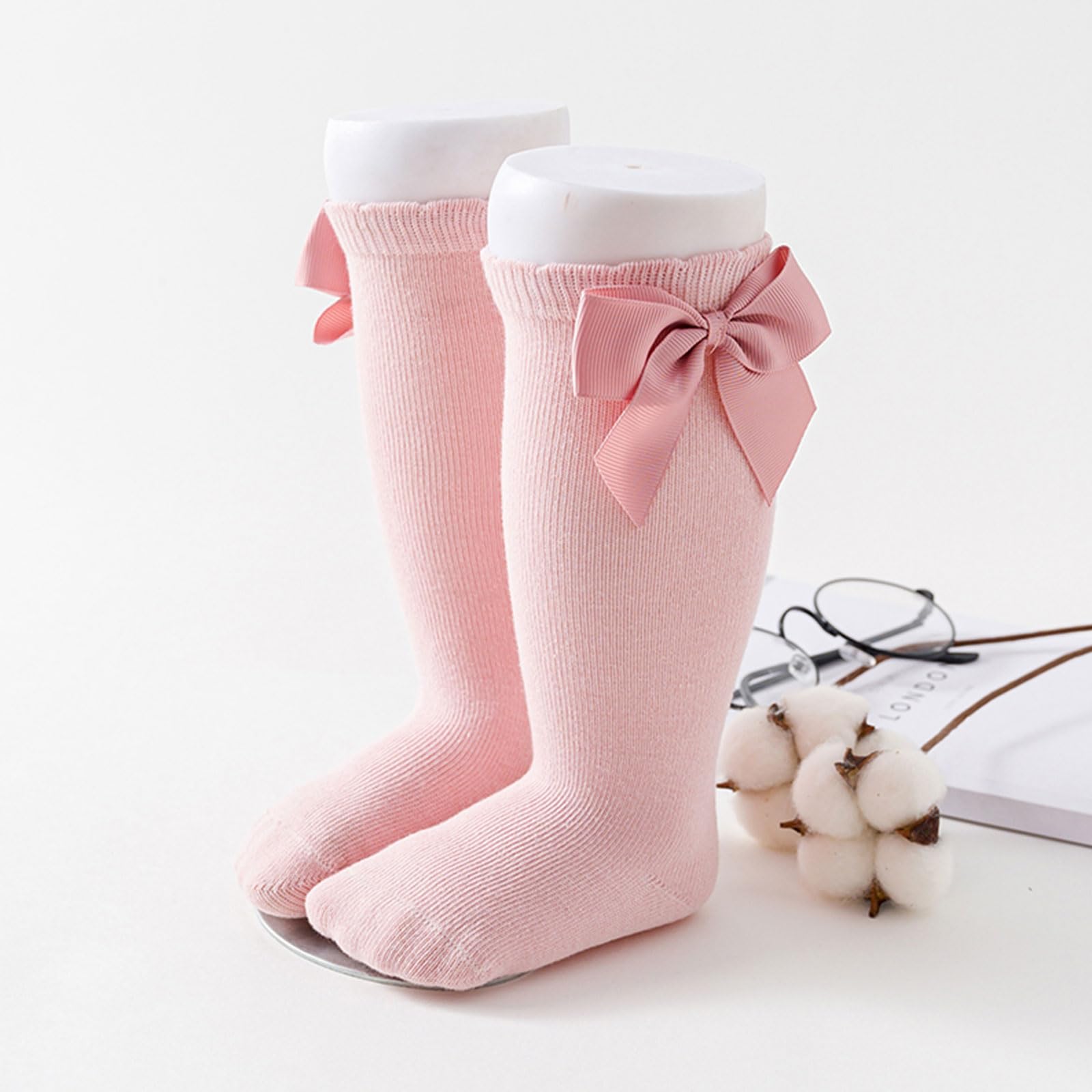 AQOKKA Baby Knee High Socks Kids Tube Long Boot Socks with Bow Cotton Knit Stocking Infant Toddler Dress Socks for Boy Girl - Image 5