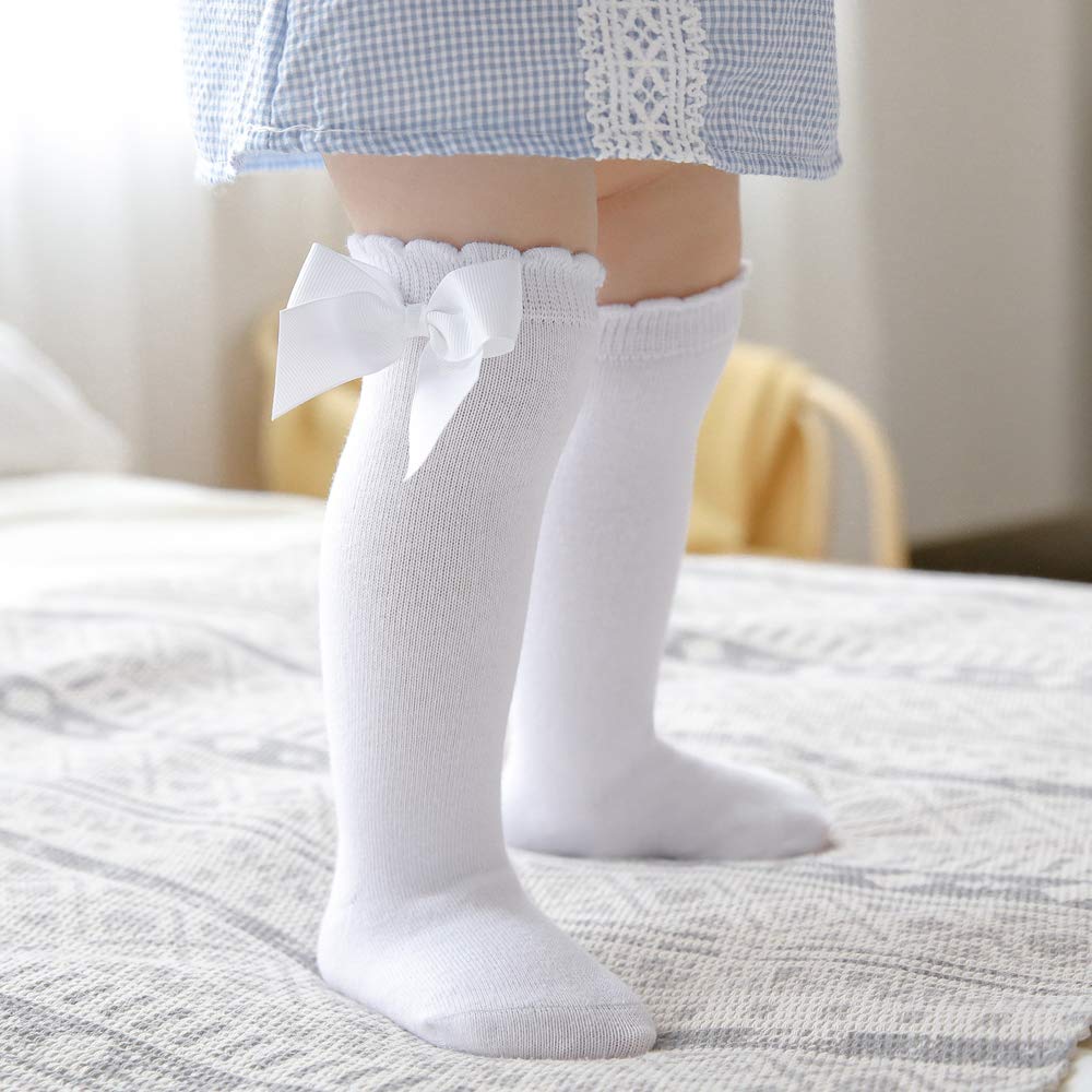 AQOKKA Baby Knee High Socks Kids Tube Long Boot Socks with Bow Cotton Knit Stocking Infant Toddler Dress Socks for Boy Girl - Image 5