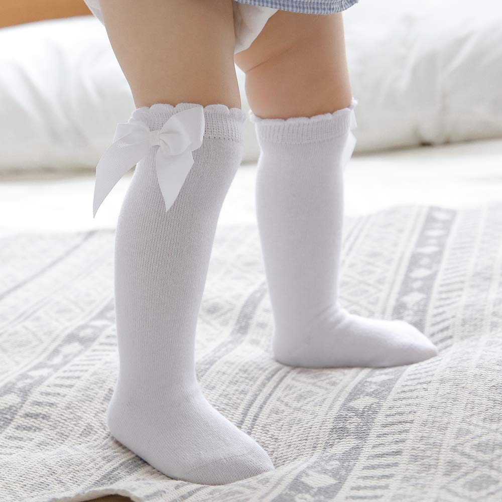 AQOKKA Baby Knee High Socks Kids Tube Long Boot Socks with Bow Cotton Knit Stocking Infant Toddler Dress Socks for Boy Girl - Image 6