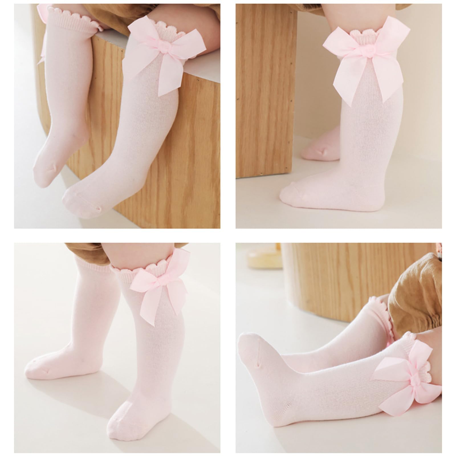 AQOKKA Baby Knee High Socks Kids Tube Long Boot Socks with Bow Cotton Knit Stocking Infant Toddler Dress Socks for Boy Girl - Image 6