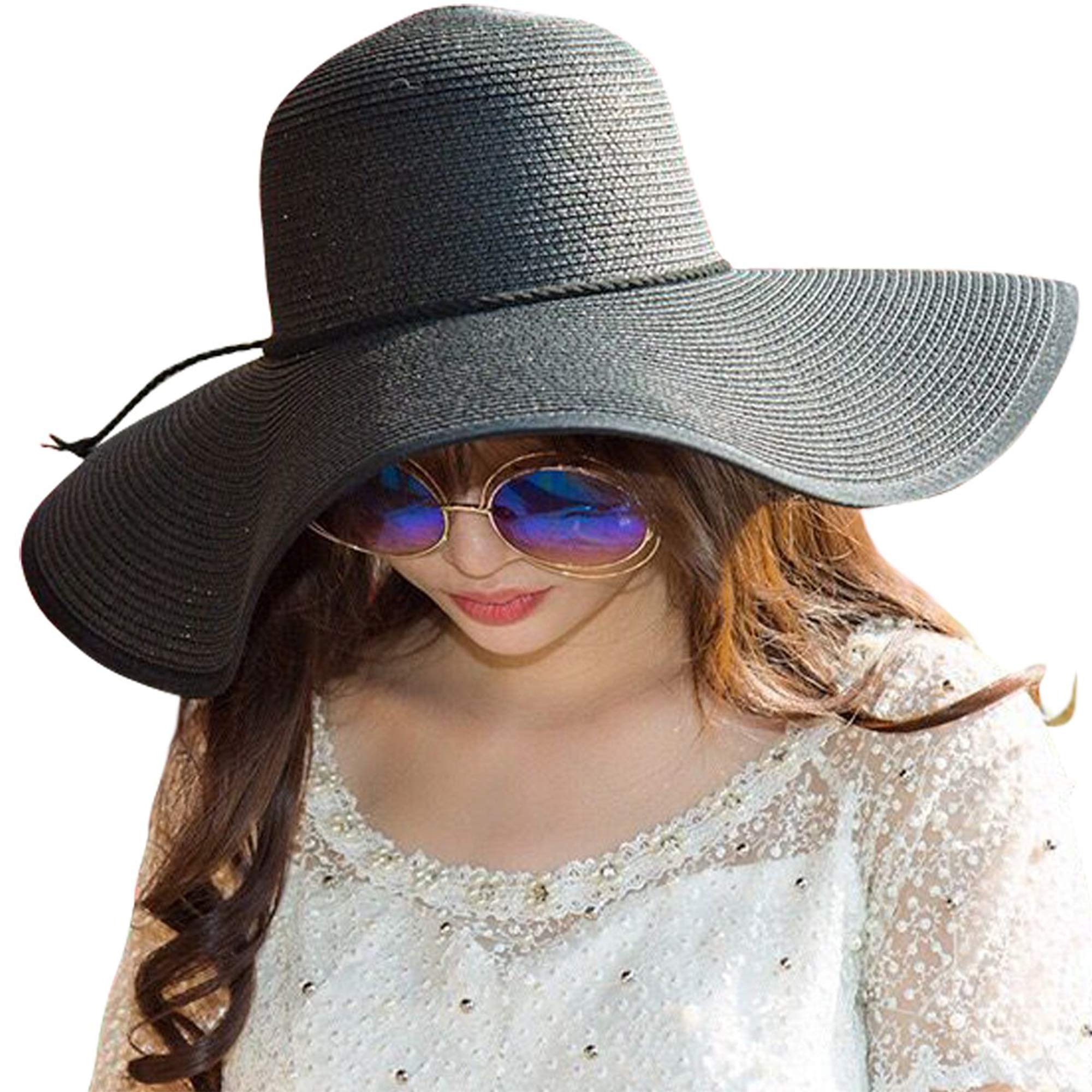 AQOKKA Beach Hats for Women Men Big Straw Wide Brim Summer Hat Floppy Foldable Roll up Cap for Beach Outdoor UPF 50+ - Image 5
