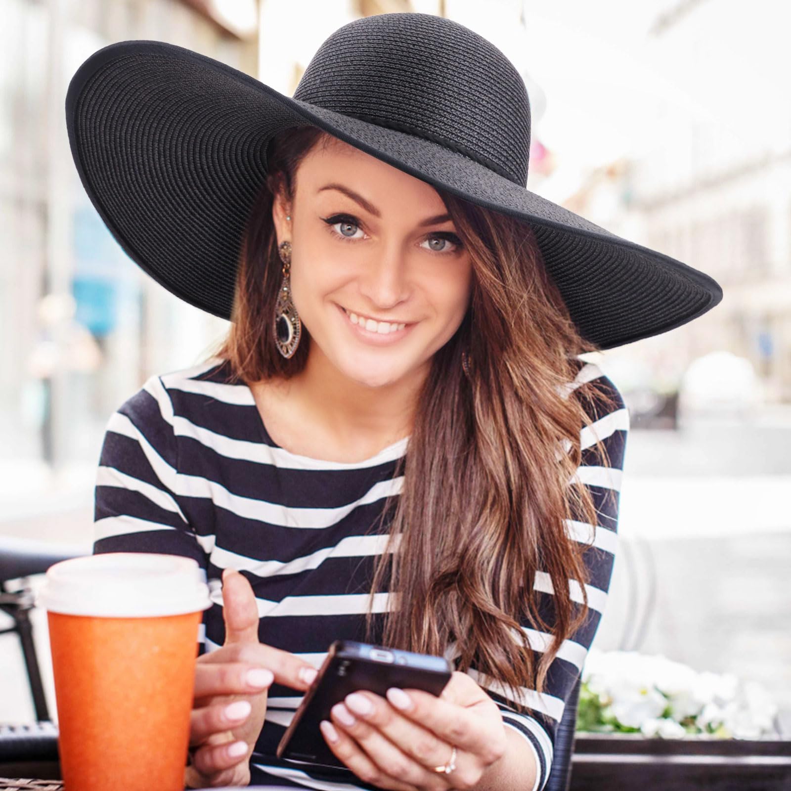 AQOKKA Beach Hats for Women Men Big Straw Wide Brim Summer Hat Floppy Foldable Roll up Cap for Beach Outdoor UPF 50+ - Image 7