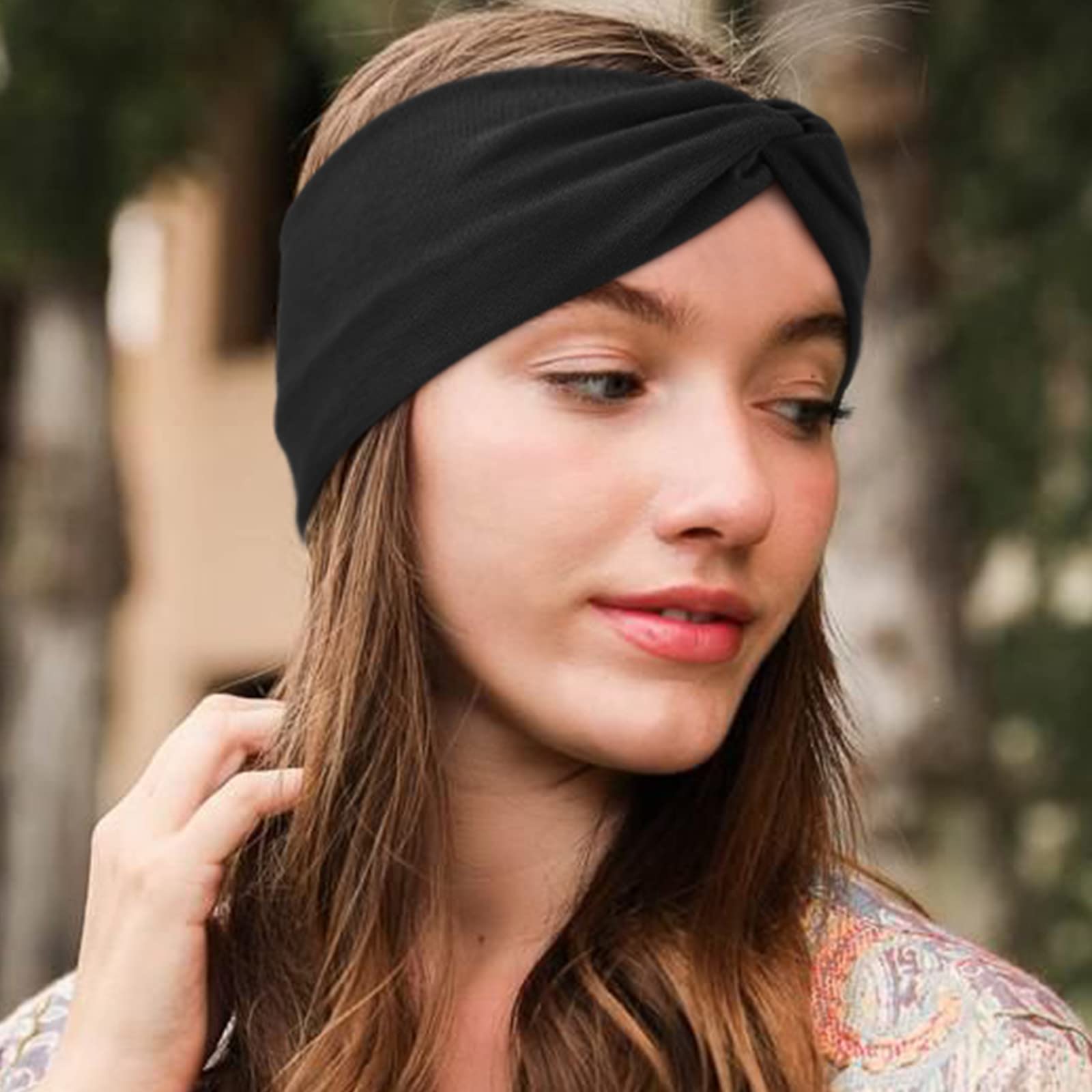 AQOKKA Elastic Knotted Headbands for Women Criss Cross Head Bands for Women's Hair Non Slip Boho Wrap Twisted Hair Accessories - Image 3