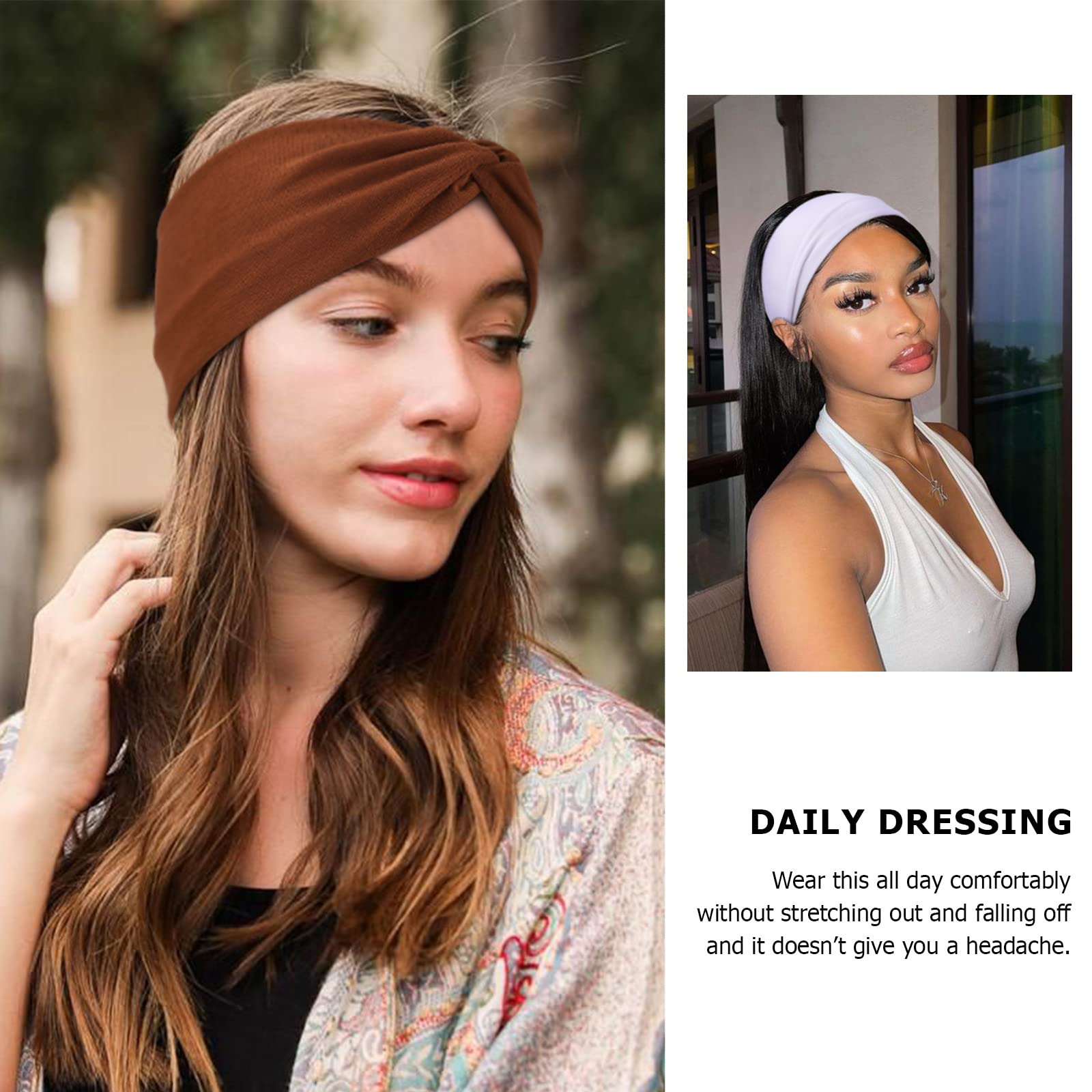 AQOKKA Elastic Knotted Headbands for Women Criss Cross Head Bands for Women's Hair Non Slip Boho Wrap Twisted Hair Accessories - Image 6