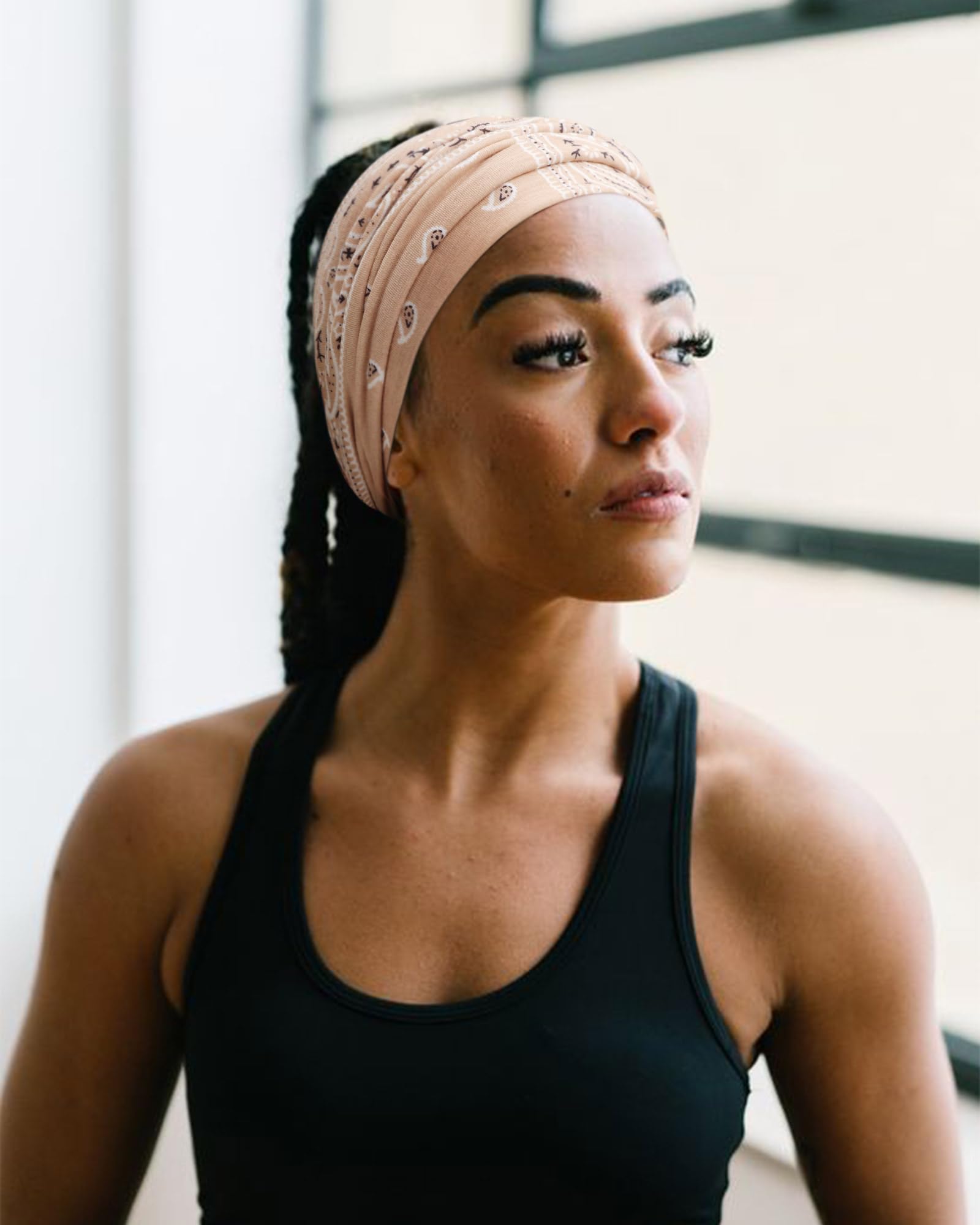 AQOKKA Extra Wide Headbands for Women Large Turban Headband Non Slip Boho Elastic Hairband Hair Twisted Knot Head Bands Accessories - Image 5