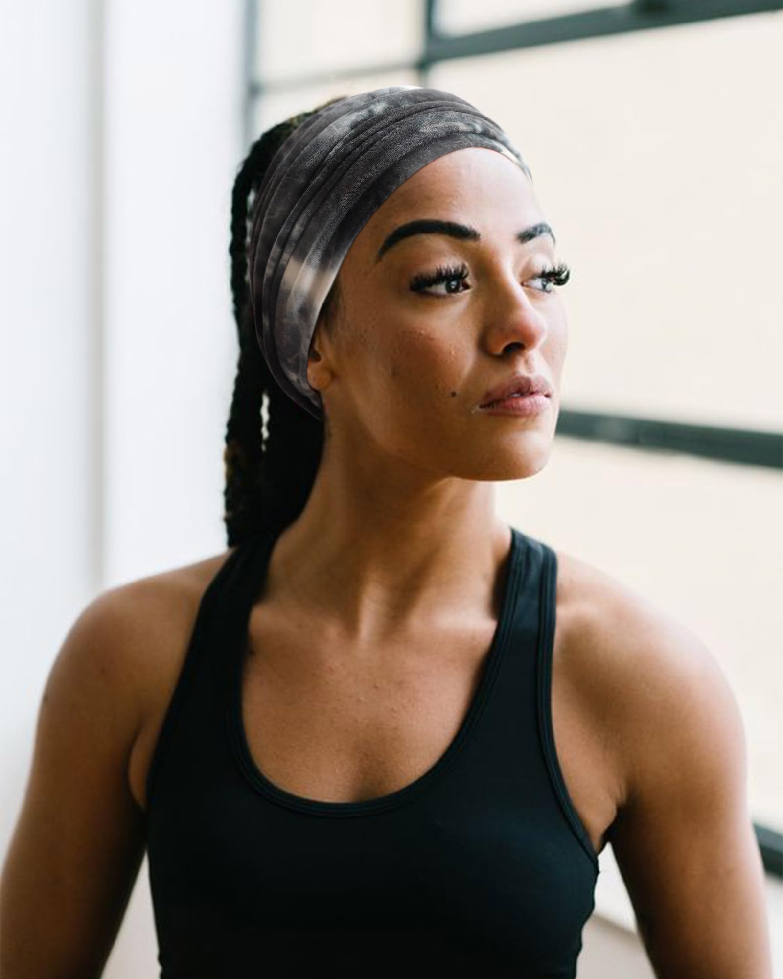 AQOKKA Extra Wide Headbands for Women Large Turban Headband Non Slip Boho Elastic Hairband Hair Twisted Knot Head Bands Accessories - Image 7