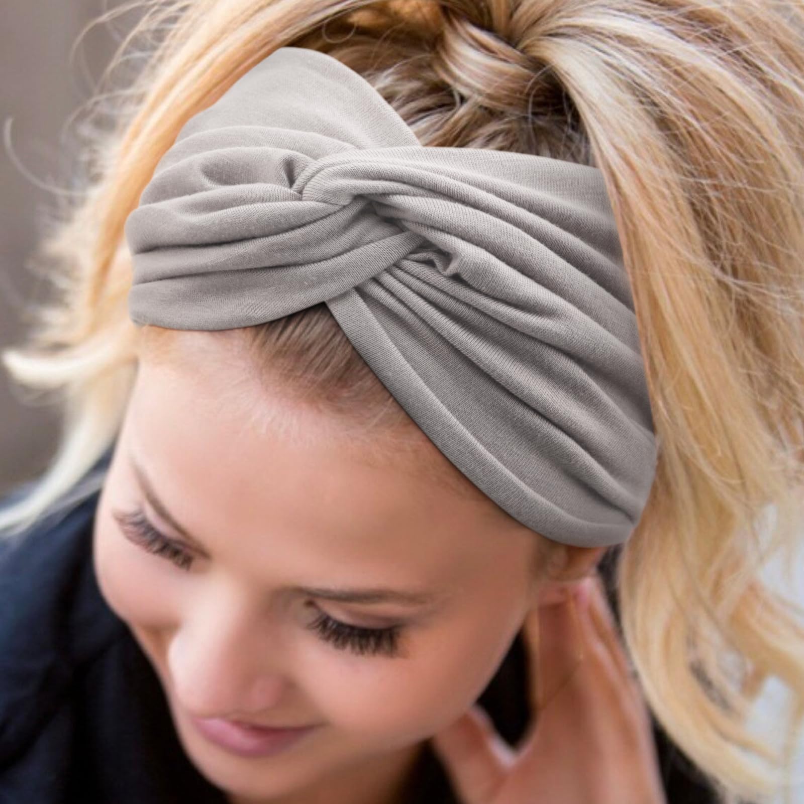 AQOKKA Extra Wide Headbands for Women Large Turban Headband Non Slip Boho Elastic Hairband Hair Twisted Knot Head Bands Accessories - Image 4