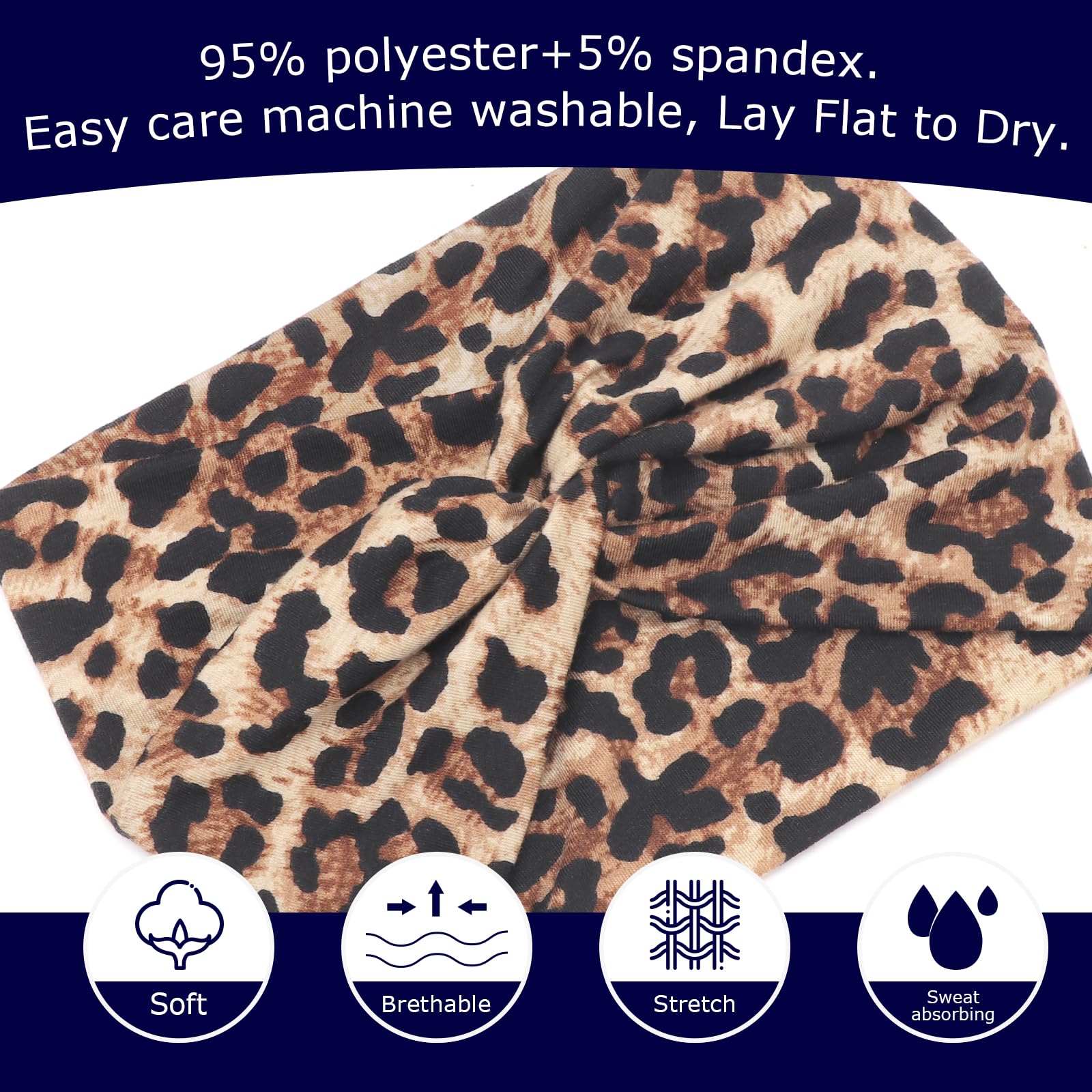 AQOKKA Extra Wide Headbands for Women Large Turban Headband Non Slip Boho Elastic Hairband Hair Twisted Knot Head Bands Accessories - Image 6