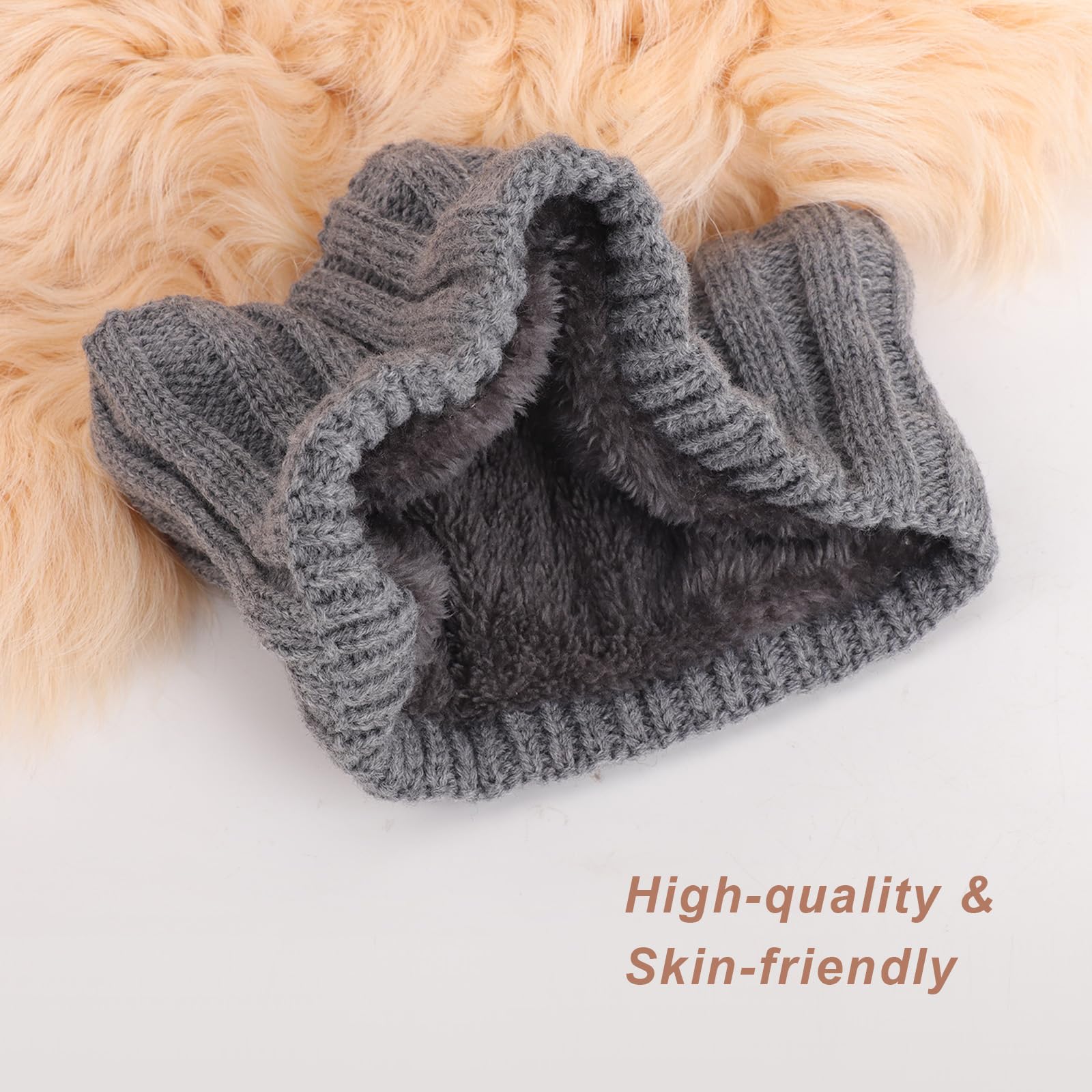 AQOKKA Knit Winter Headbands for Women Fuzzy Wool Fleece Lined Ear Warmers Elastic Turban Crocheted Head Wrap Winter Accessories for Women Cold Weather - Image 3