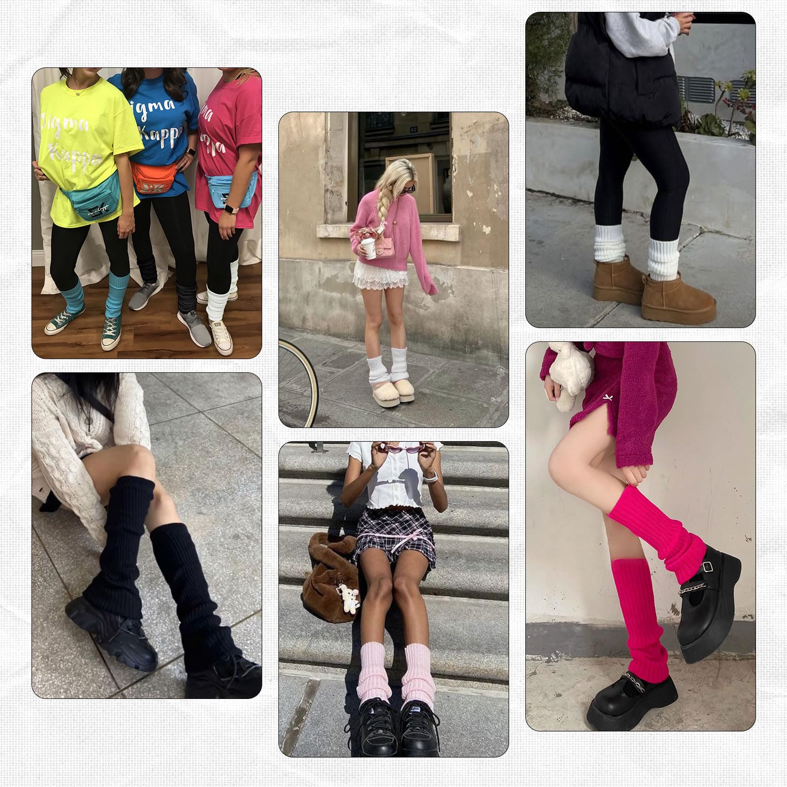 AQOKKA Leg Warmers for Women 80s 90s Winter Fashion Neon Ribbed Knitted Long Socks Y2k Girl Accessories for Yoga Sports Party - Image 3