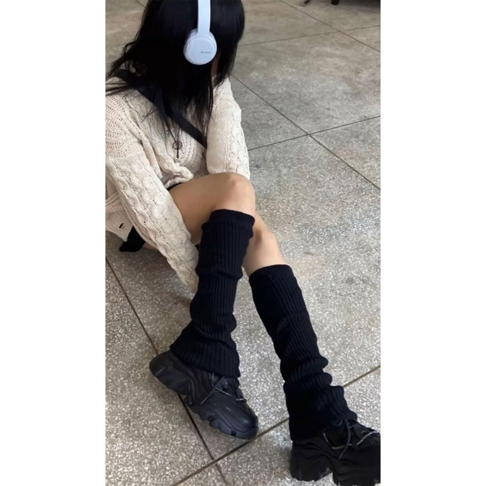 AQOKKA Leg Warmers for Women 80s 90s Winter Fashion Neon Ribbed Knitted Long Socks Y2k Girl Accessories for Yoga Sports Party - Image 5