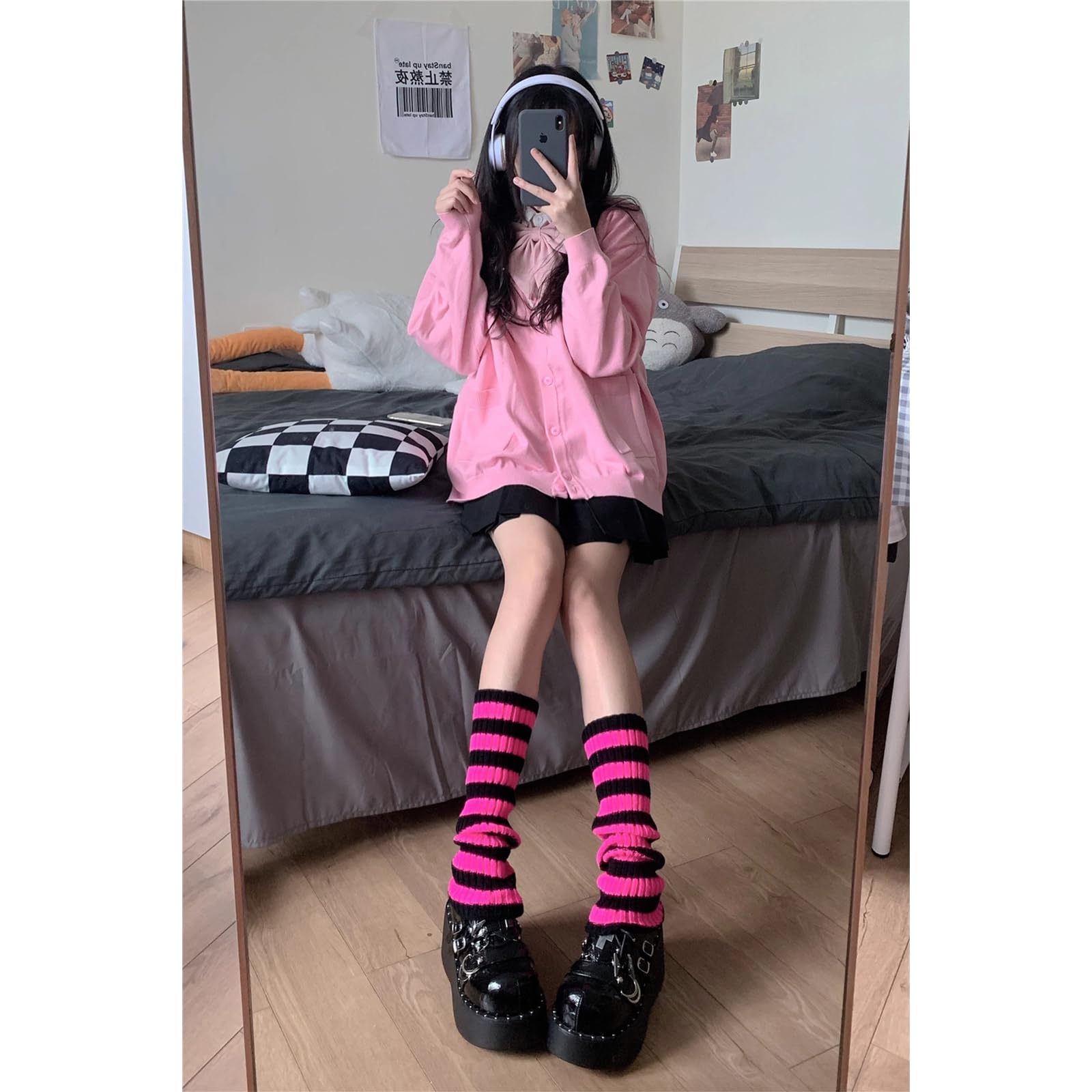 AQOKKA Leg Warmers for Women 80s 90s Winter Fashion Neon Ribbed Knitted Long Socks Y2k Girl Accessories for Yoga Sports Party - Image 4