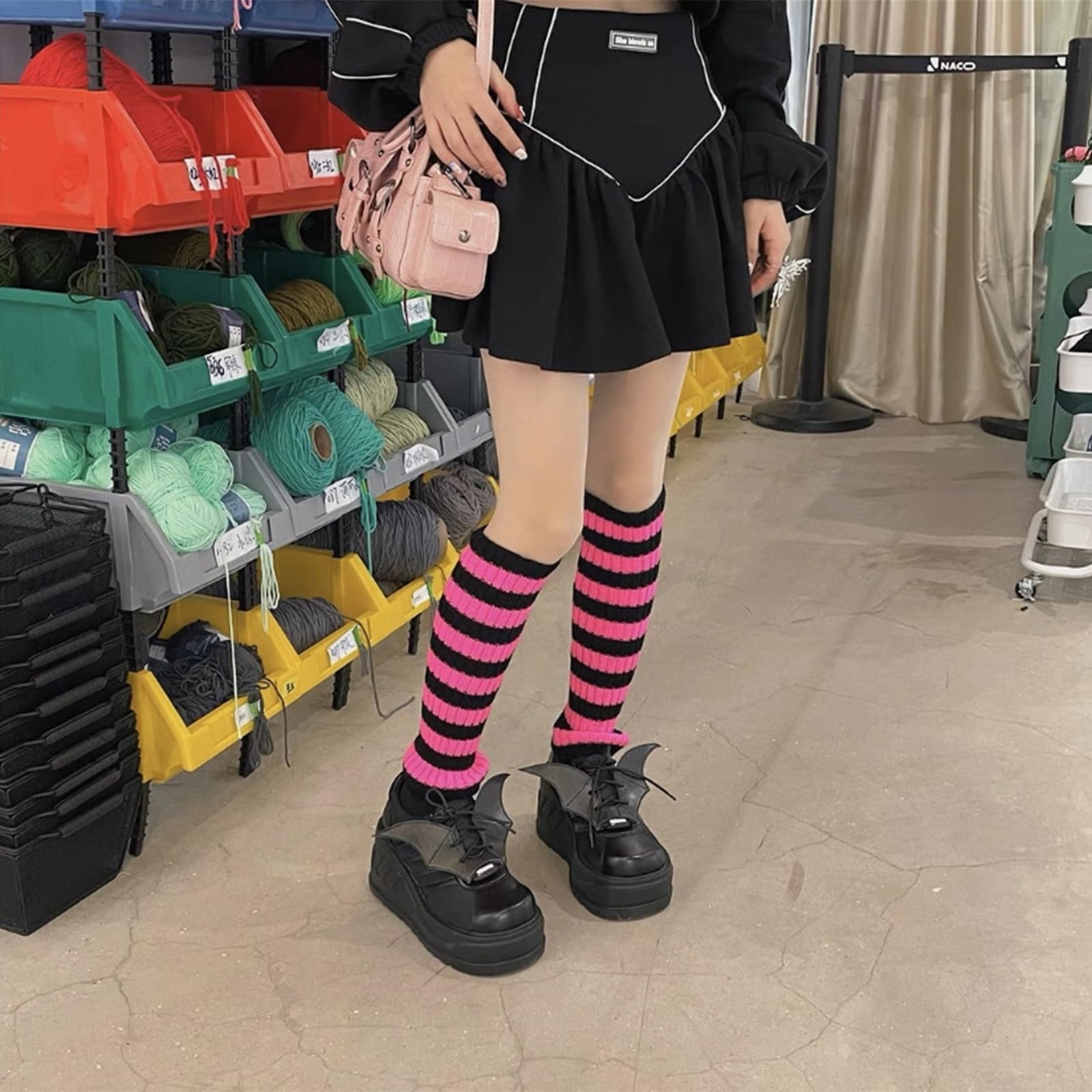 AQOKKA Leg Warmers for Women 80s 90s Winter Fashion Neon Ribbed Knitted Long Socks Y2k Girl Accessories for Yoga Sports Party - Image 5