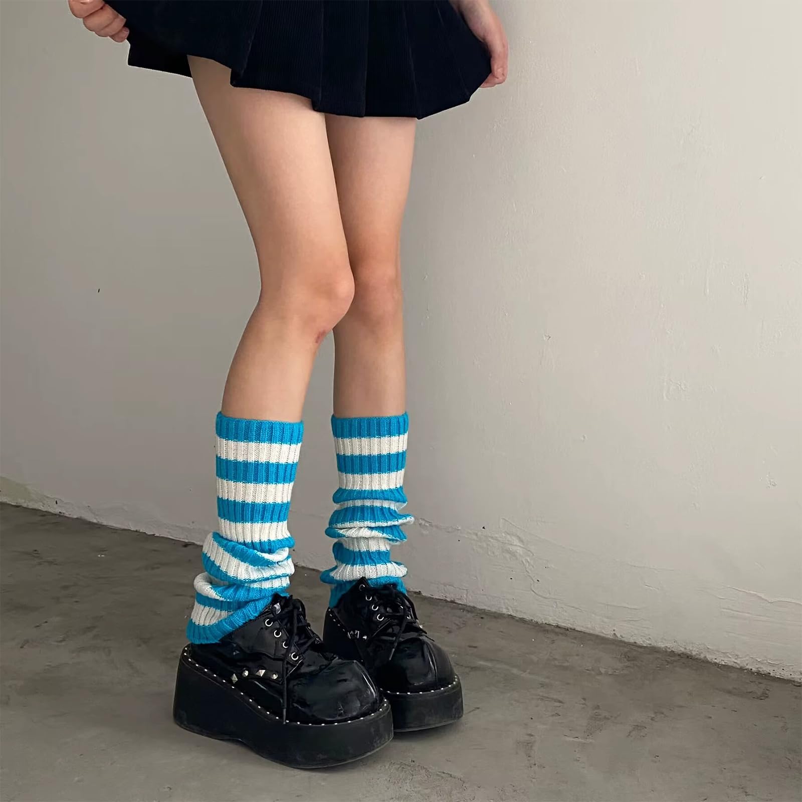 AQOKKA Leg Warmers for Women 80s 90s Winter Fashion Neon Ribbed Knitted Long Socks Y2k Girl Accessories for Yoga Sports Party - Image 6