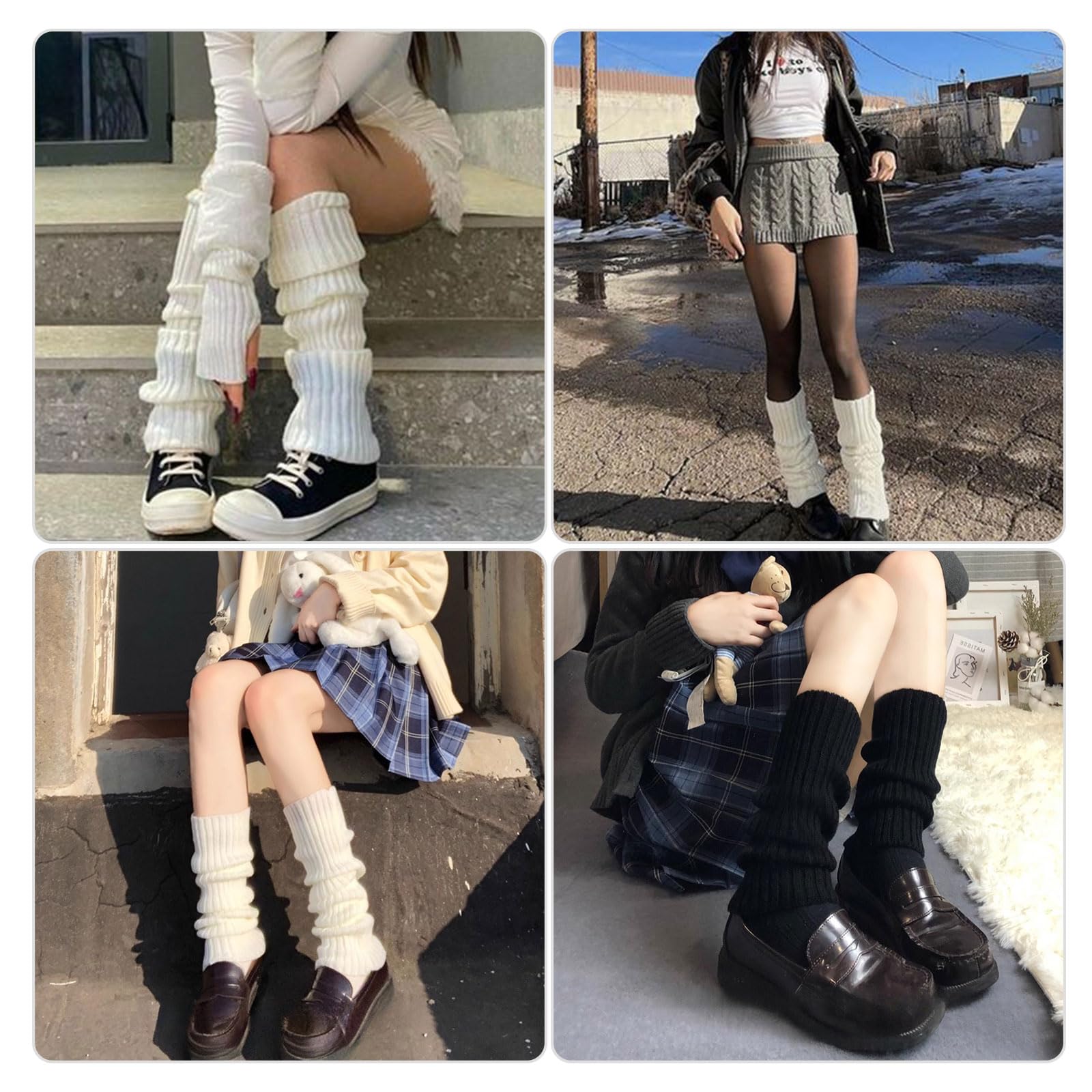 AQOKKA Leg Warmers for Women 80s 90s Winter Fashion Neon Ribbed Knitted Long Socks Y2k Girl Accessories for Yoga Sports Party - Image 3