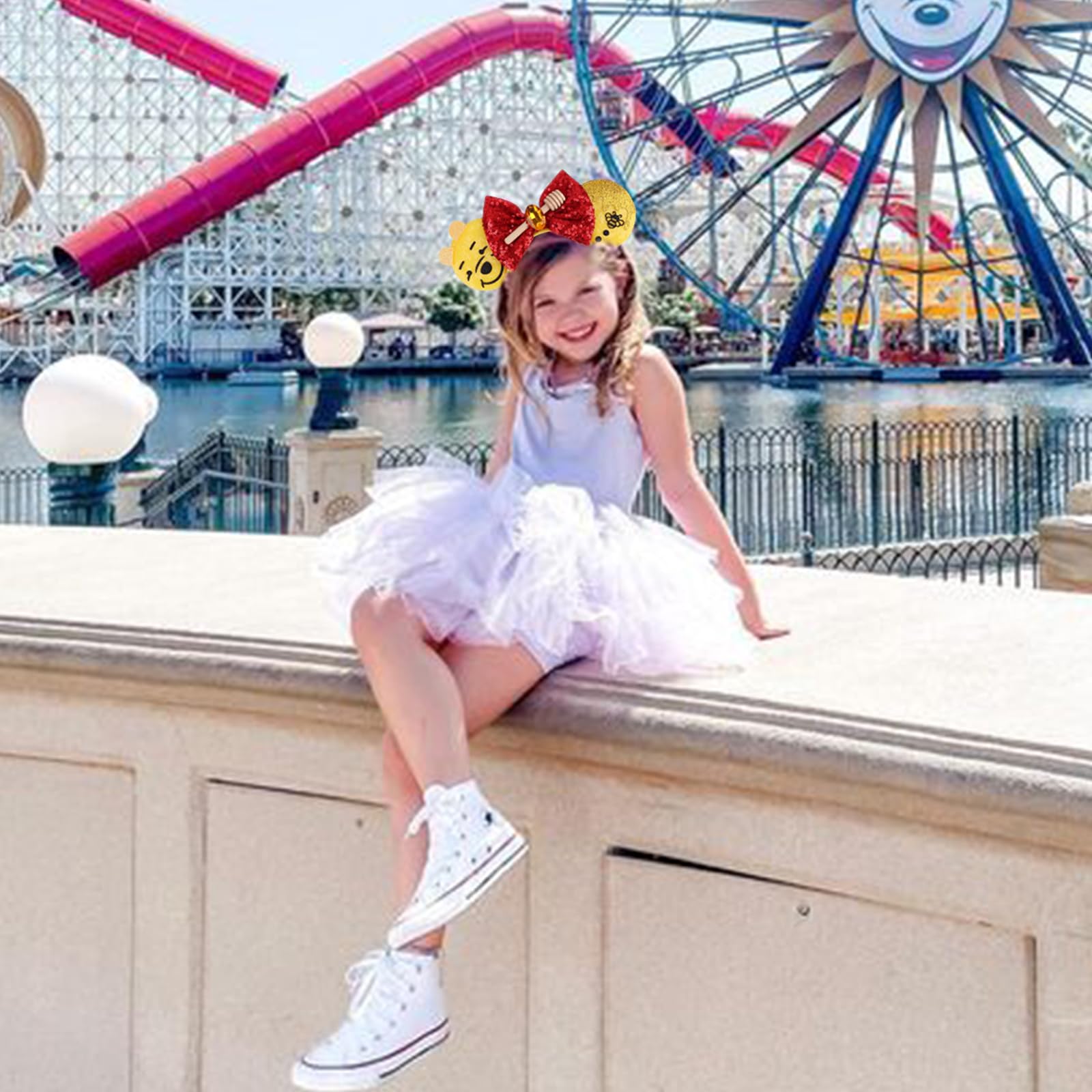 AQOKKA Mouse Ears Headbands with Bow Minnie Ears Cosplay Costume Hair Accessories for Women Birthday Party Decoration - Image 4