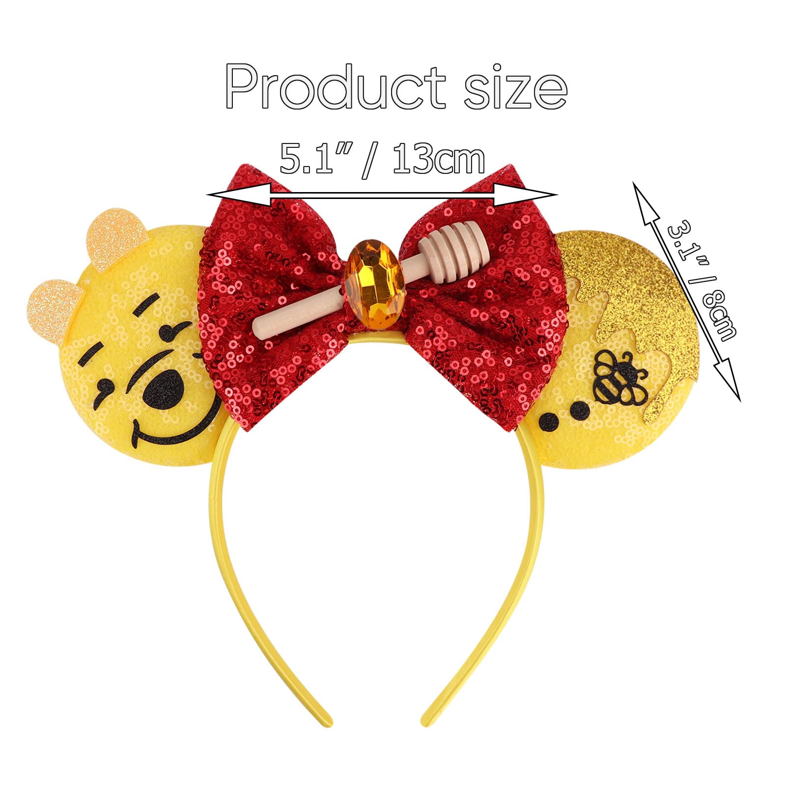 AQOKKA Mouse Ears Headbands with Bow Minnie Ears Cosplay Costume Hair Accessories for Women Birthday Party Decoration - Image 5