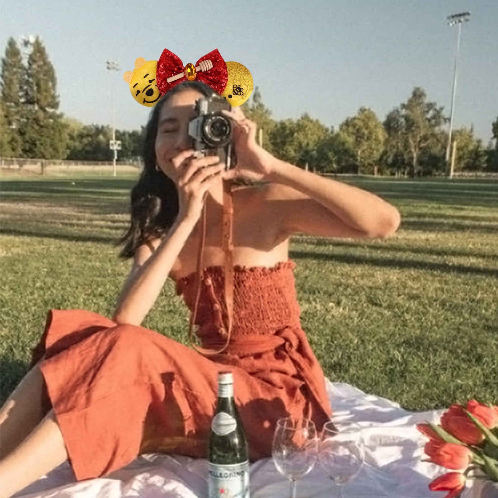 AQOKKA Mouse Ears Headbands with Bow Minnie Ears Cosplay Costume Hair Accessories for Women Birthday Party Decoration - Image 6