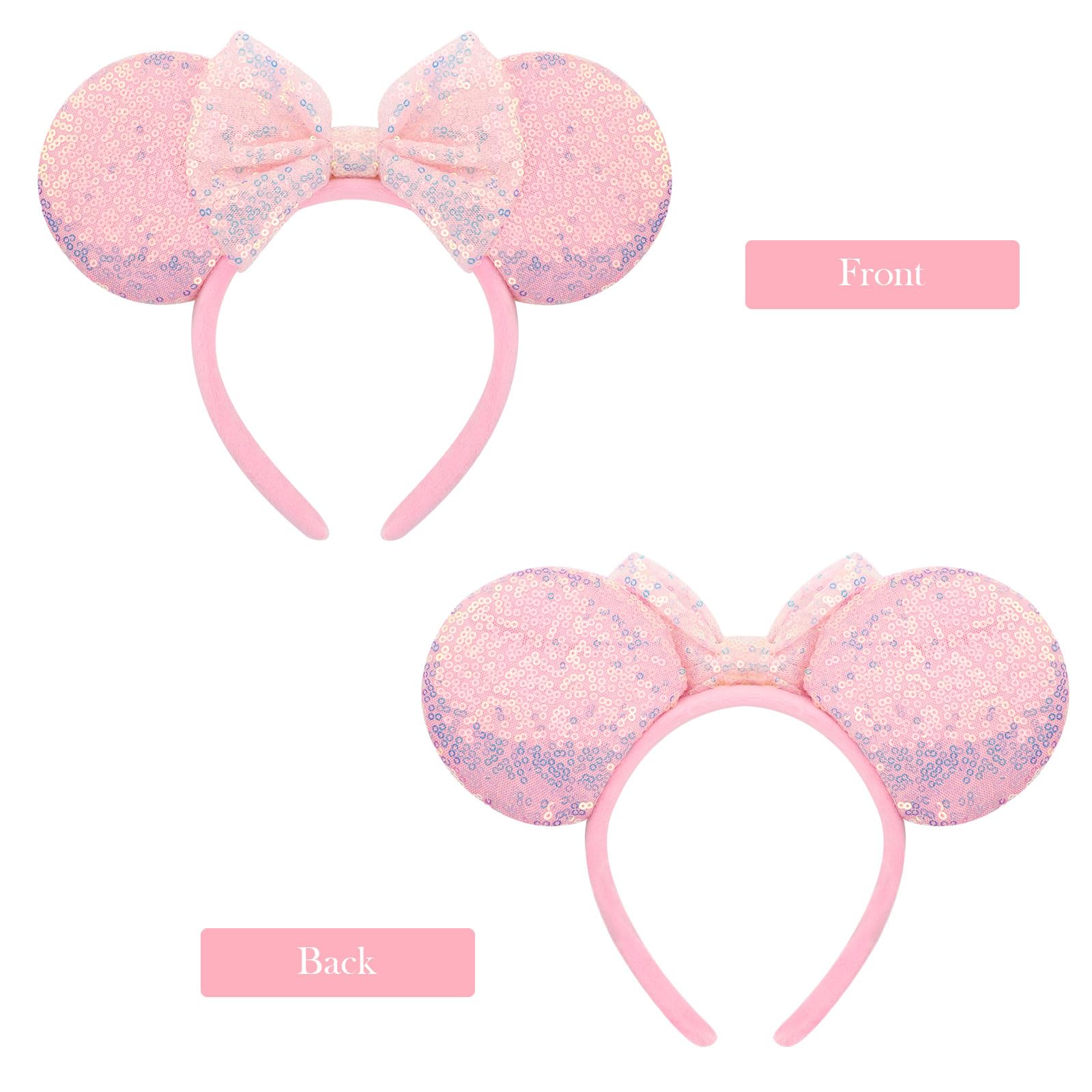 AQOKKA Mouse Ears Headbands with Bow Minnie Ears Cosplay Costume Hair Accessories for Women Birthday Party Decoration - Image 5