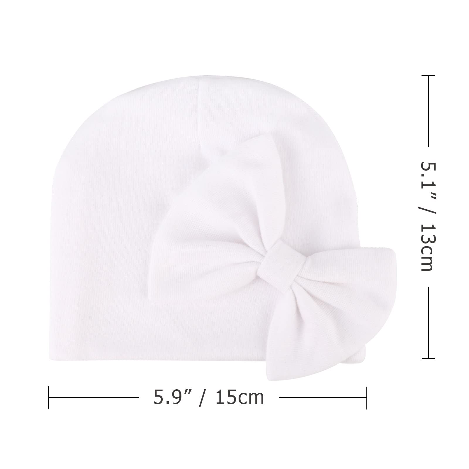 AQOKKA Newborn Baby Girl Hats with Bow Cotton Toddler Infant Beanie Cap Newborn Hospital Hats for Baby Girl Kid 0-24 Months - Image 6