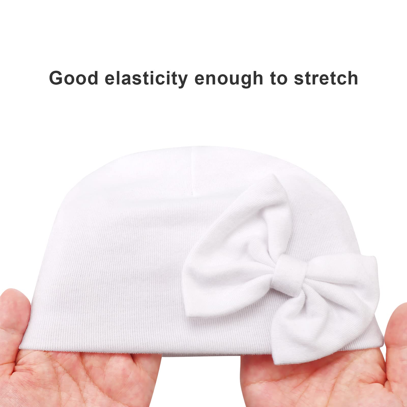 AQOKKA Newborn Baby Girl Hats with Bow Cotton Toddler Infant Beanie Cap Newborn Hospital Hats for Baby Girl Kid 0-24 Months - Image 7