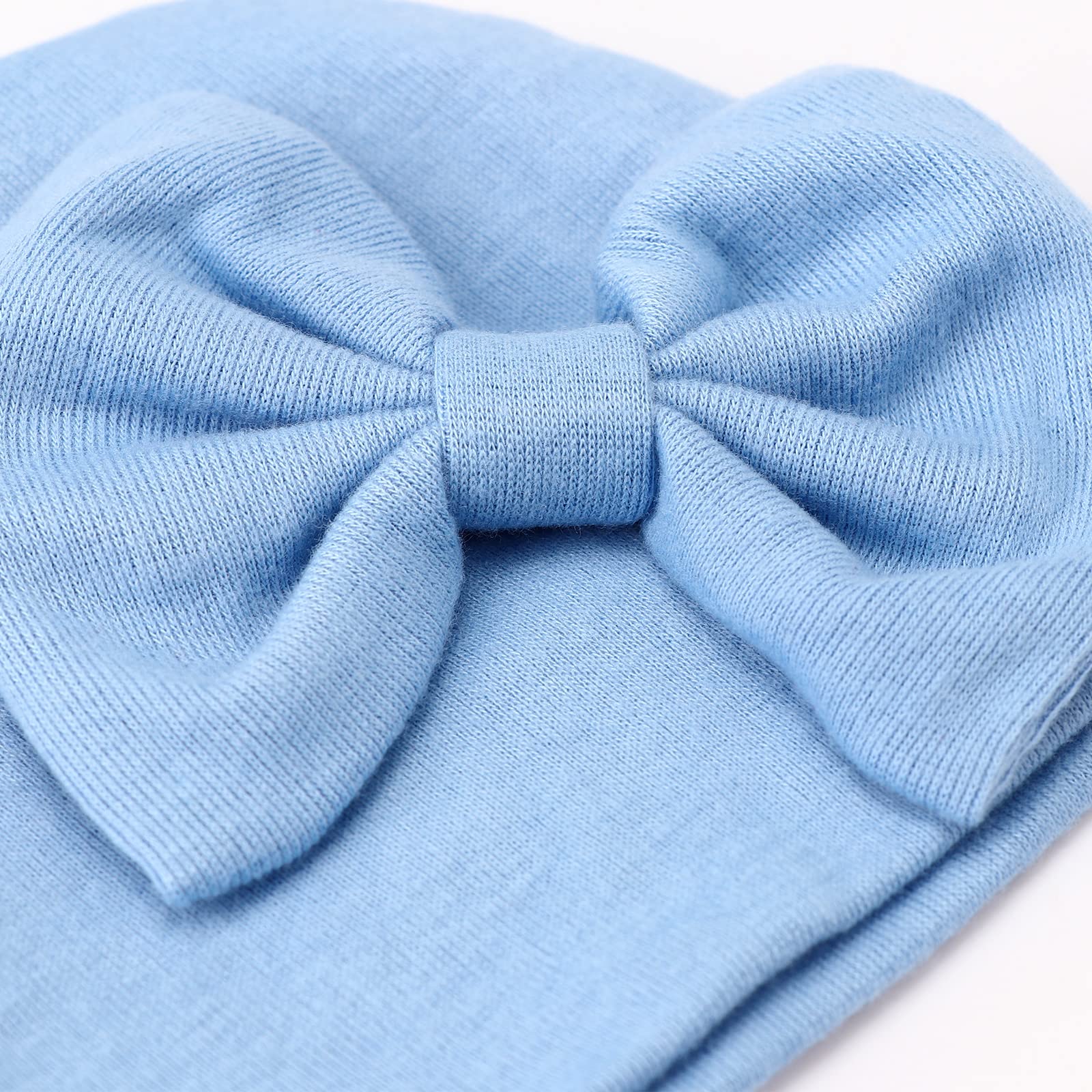 AQOKKA Newborn Baby Girl Hats with Bow Cotton Toddler Infant Beanie Cap Newborn Hospital Hats for Baby Girl Kid 0-24 Months - Image 4