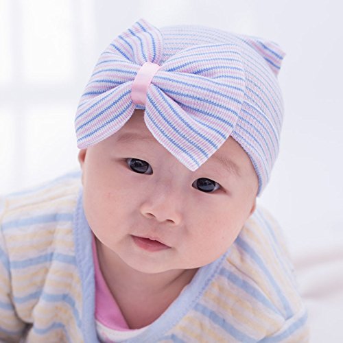 AQOKKA Newborn Baby Girl Hats with Bow No Scratch Cotton Toddler Infant Beanie Caps Soft Newborn Hospital Hat 0-3 Months - Image 4
