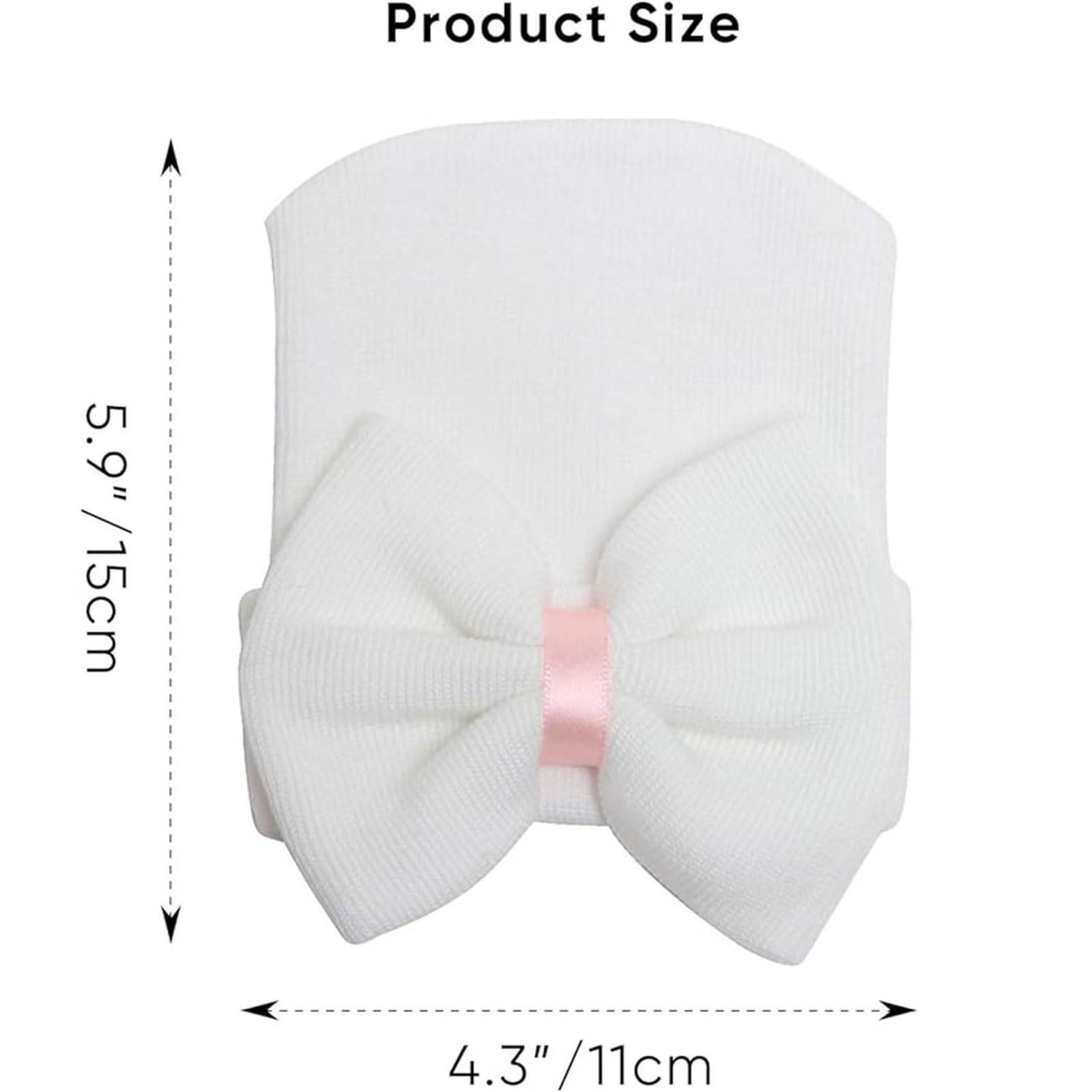 AQOKKA Newborn Baby Girl Hats with Bow No Scratch Cotton Toddler Infant Beanie Caps Soft Newborn Hospital Hat 0-3 Months - Image 7