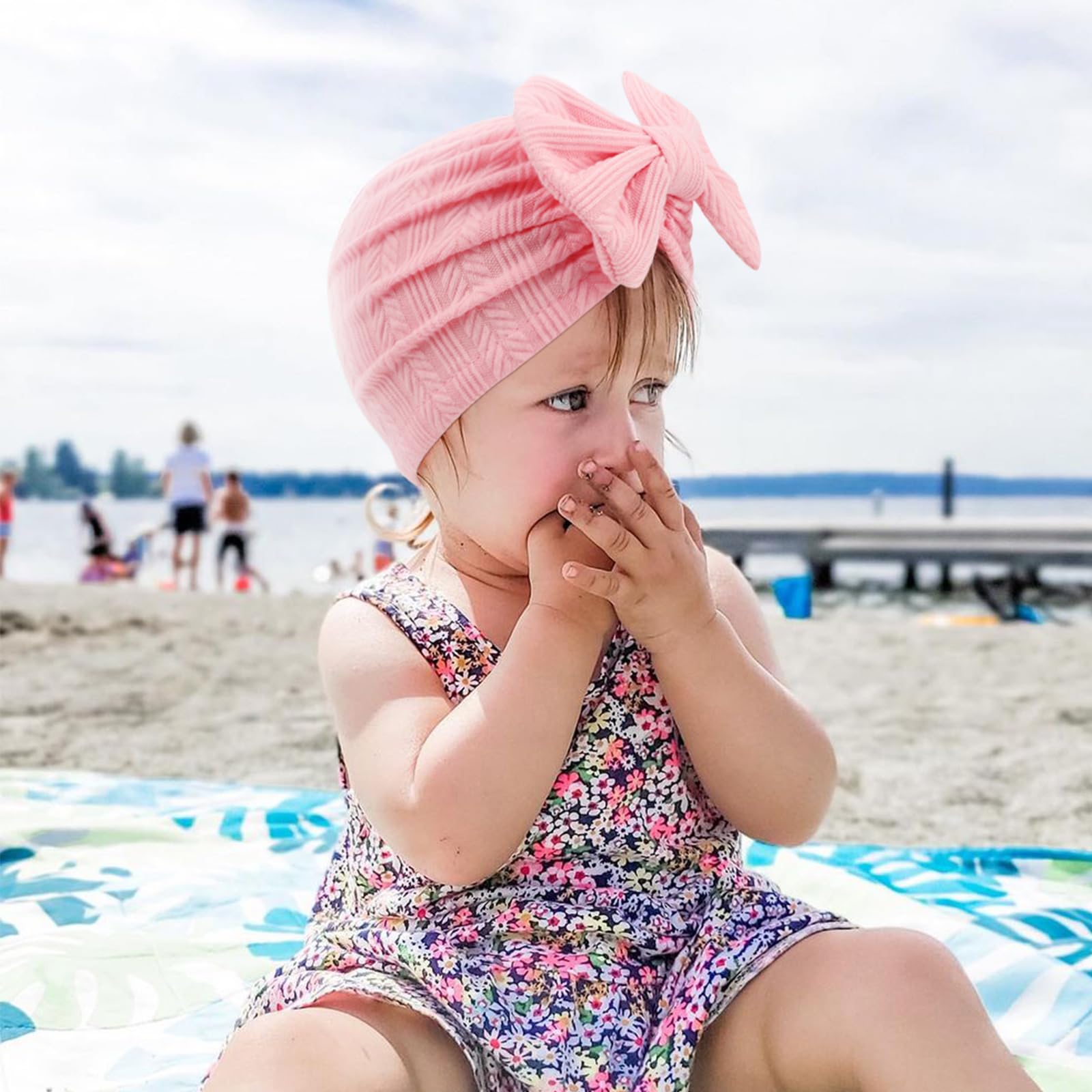 AQOKKA Newborn Baby Girl Hats with Bow Toddler Infant Beanie Cap Newborn Hospital Hats for Baby Girl Kid 3-12 Months - Image 3