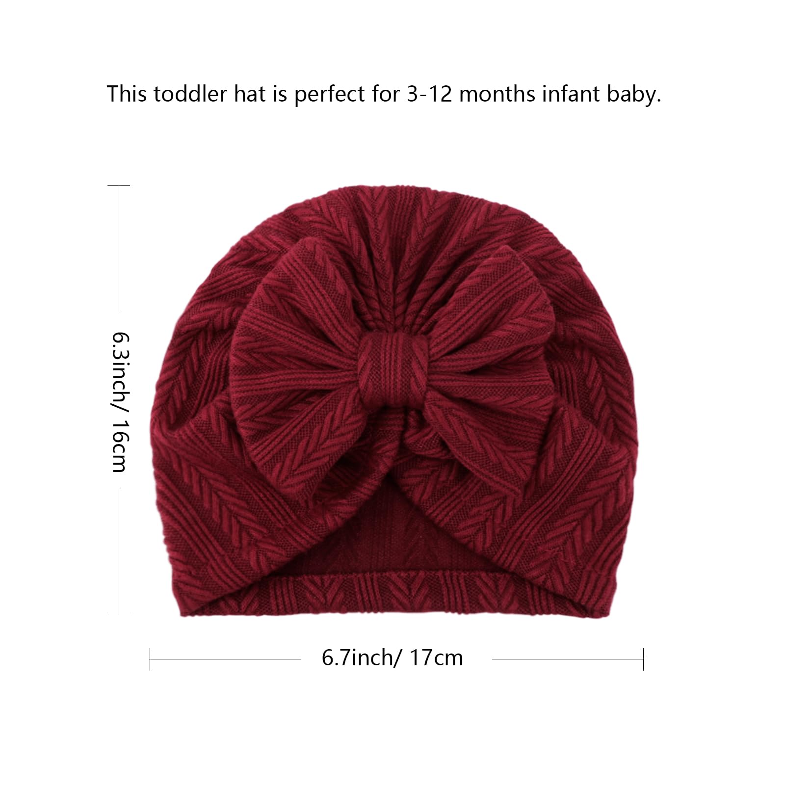 AQOKKA Newborn Baby Girl Hats with Bow Toddler Infant Beanie Cap Newborn Hospital Hats for Baby Girl Kid 3-12 Months - Image 6