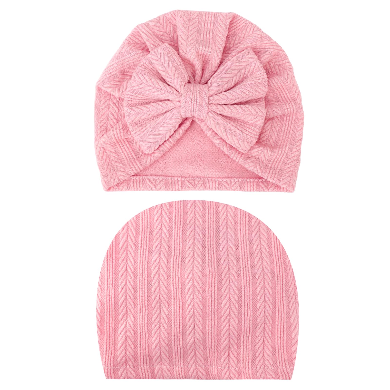AQOKKA Newborn Baby Girl Hats with Bow Toddler Infant Beanie Cap Newborn Hospital Hats for Baby Girl Kid 3-12 Months - Image 7