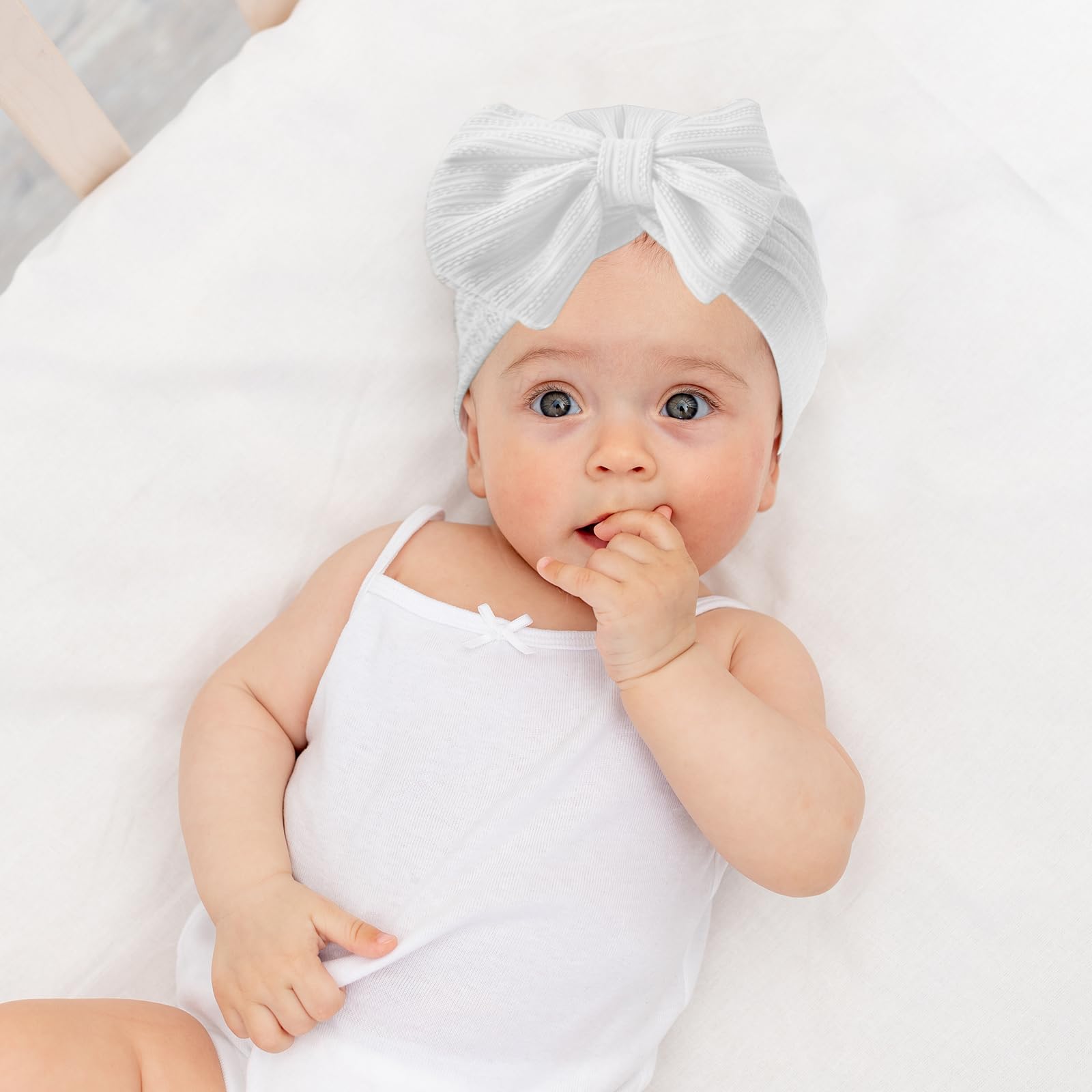 AQOKKA Newborn Baby Girl Hats with Bow Toddler Infant Beanie Cap Newborn Hospital Hats for Baby Girl Kid 0-12 Months - Image 5