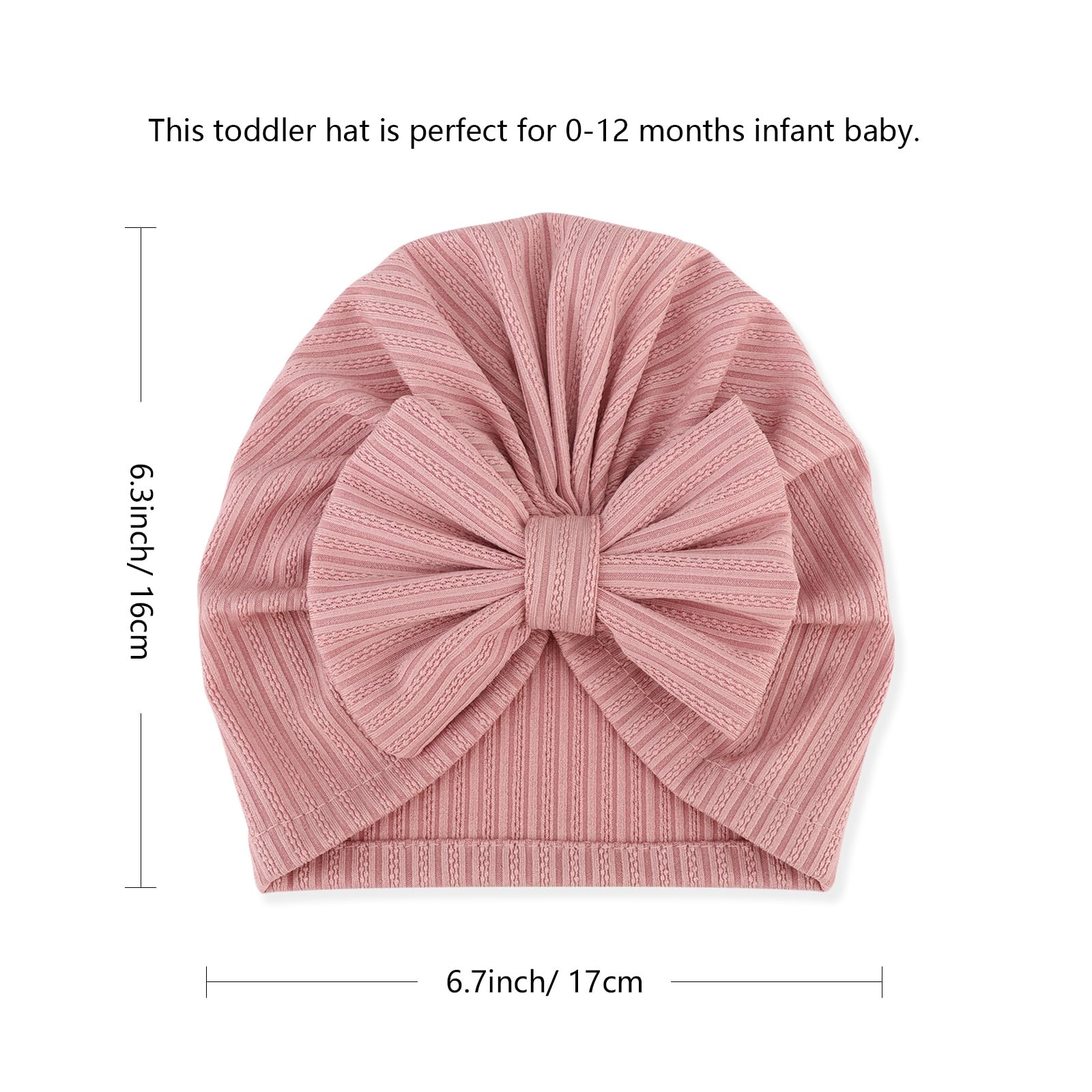AQOKKA Newborn Baby Girl Hats with Bow Toddler Infant Beanie Cap Newborn Hospital Hats for Baby Girl Kid 0-12 Months - Image 7