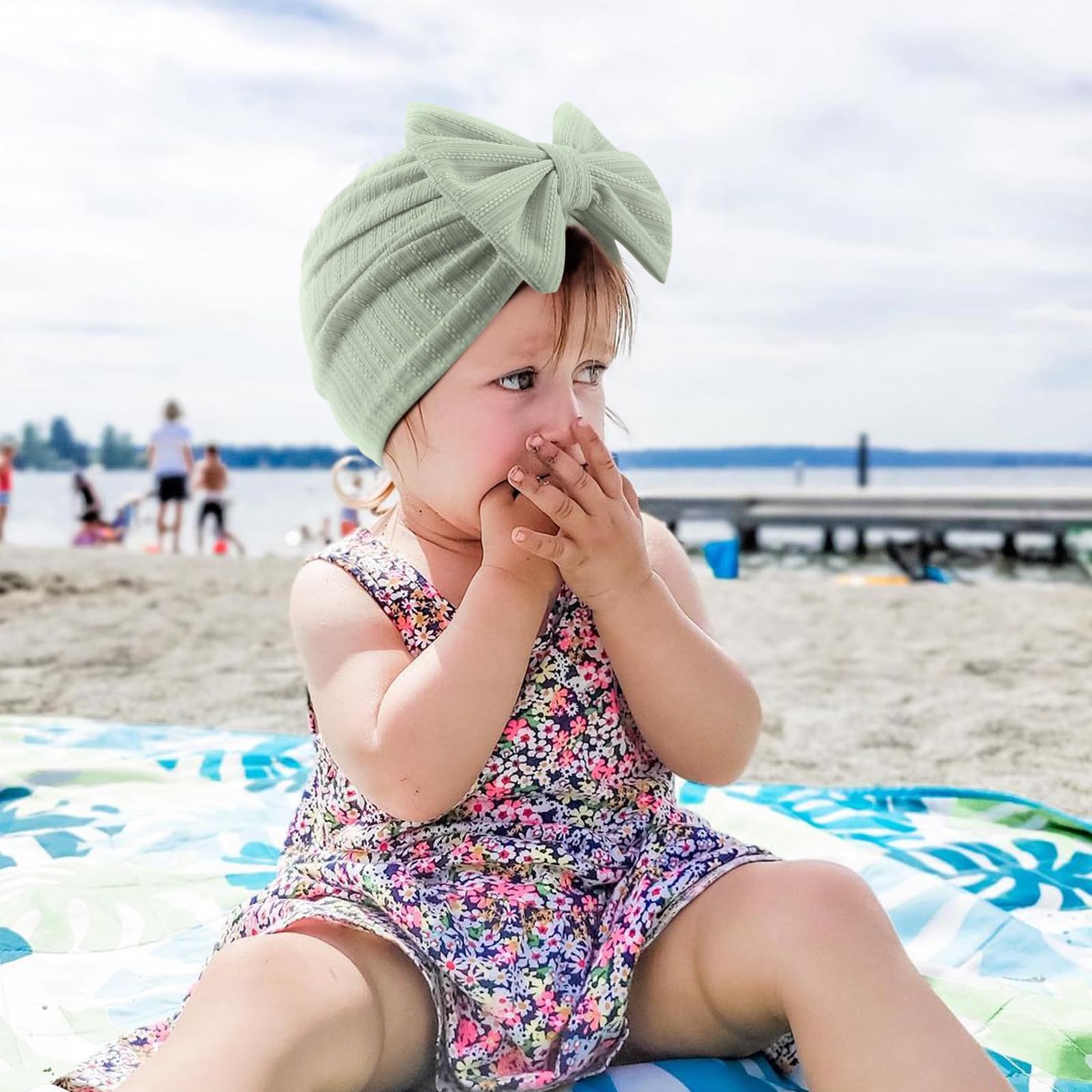 AQOKKA Newborn Baby Girl Hats with Bow Toddler Infant Beanie Cap Newborn Hospital Hats for Baby Girl Kid 0-12 Months - Image 4