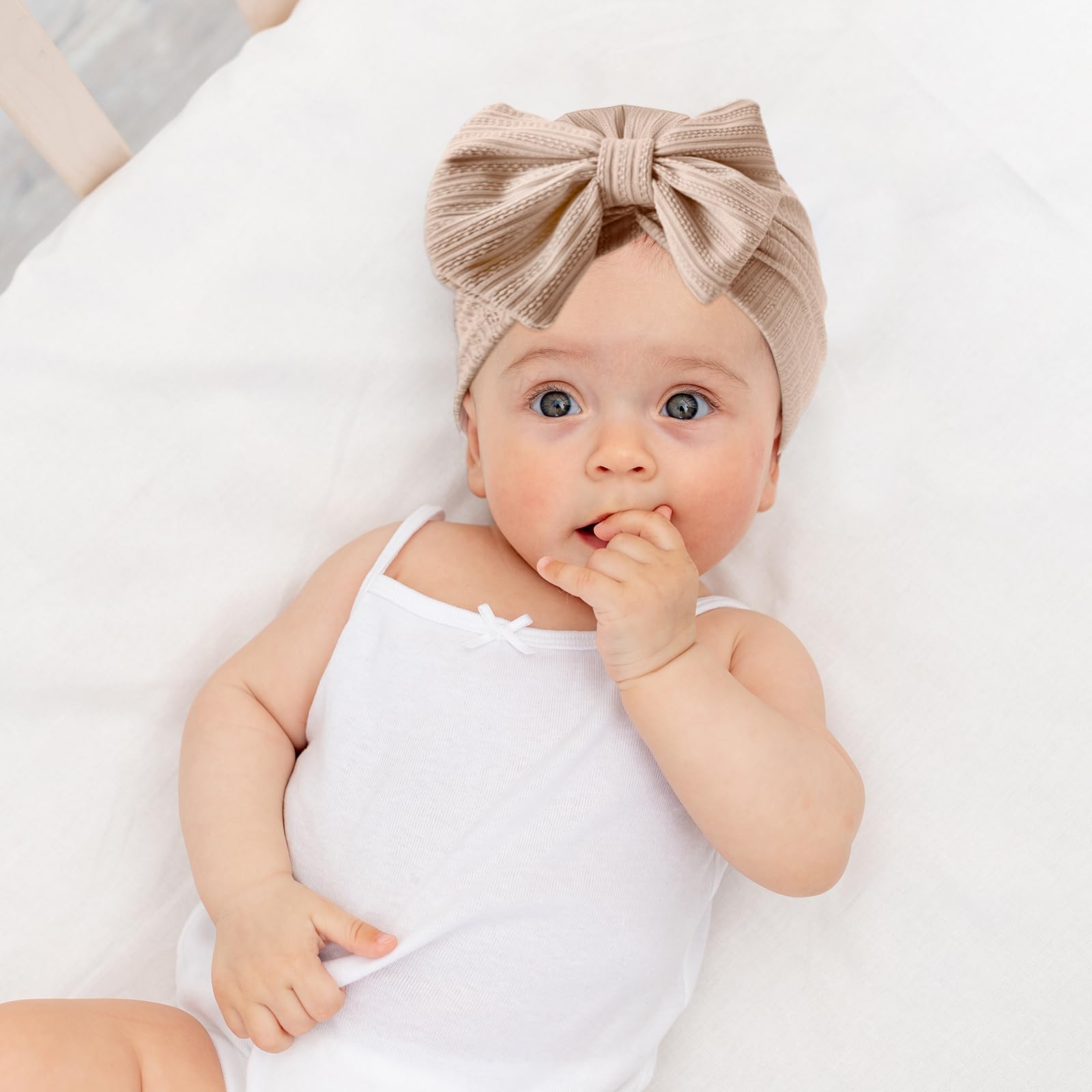 AQOKKA Newborn Baby Girl Hats with Bow Toddler Infant Beanie Cap Newborn Hospital Hats for Baby Girl Kid 0-12 Months - Image 6