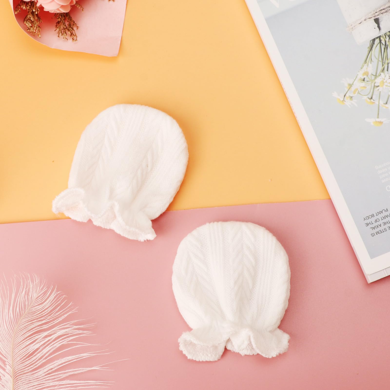 AQOKKA Newborn Baby Mittens No Scratch Cotton Elastic Wrist Gloves Infant Toddler Mittens for Baby Boy Girl 0-6 Months - Image 4