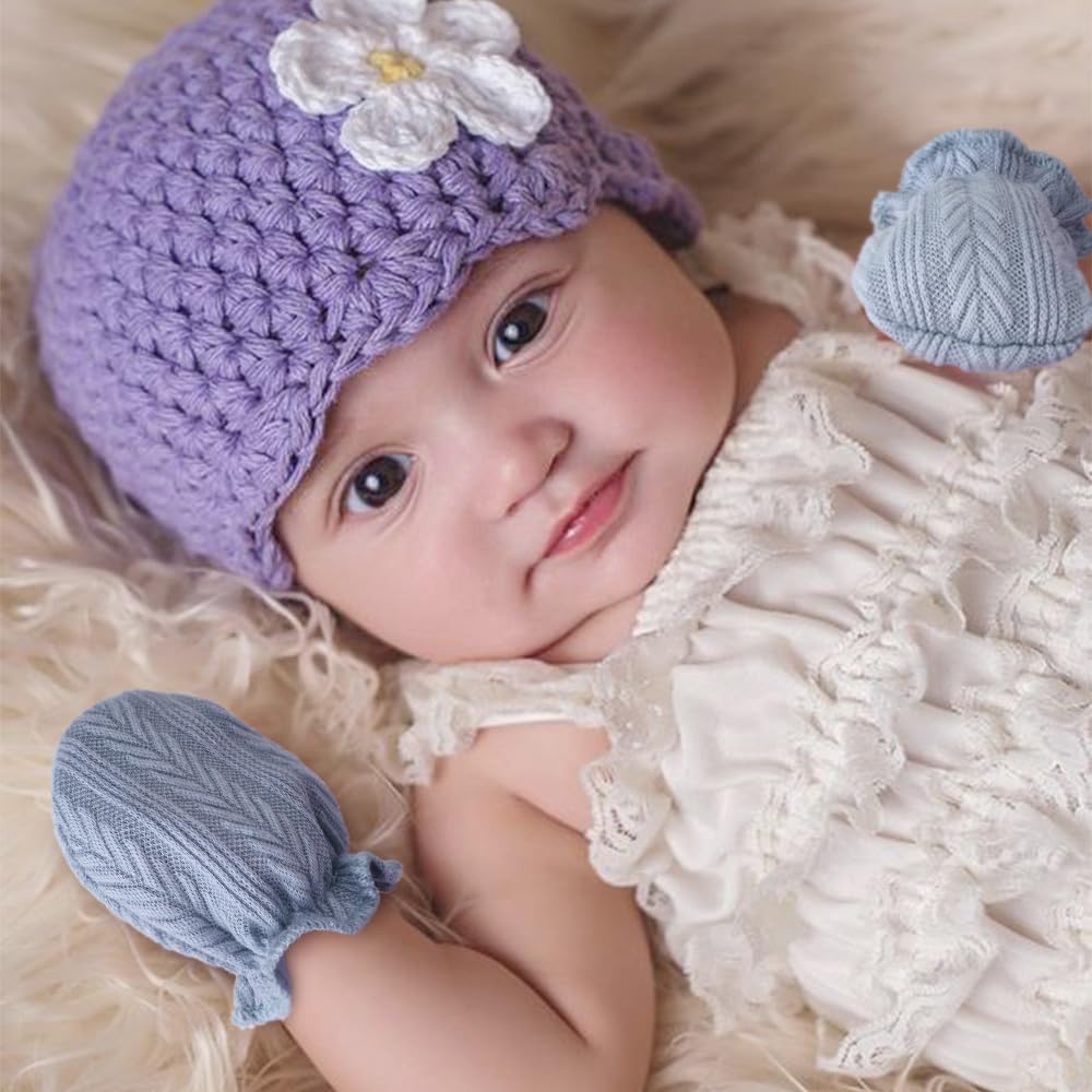 AQOKKA Newborn Baby Mittens No Scratch Cotton Elastic Wrist Gloves Infant Toddler Mittens for Baby Boy Girl 0-6 Months - Image 5