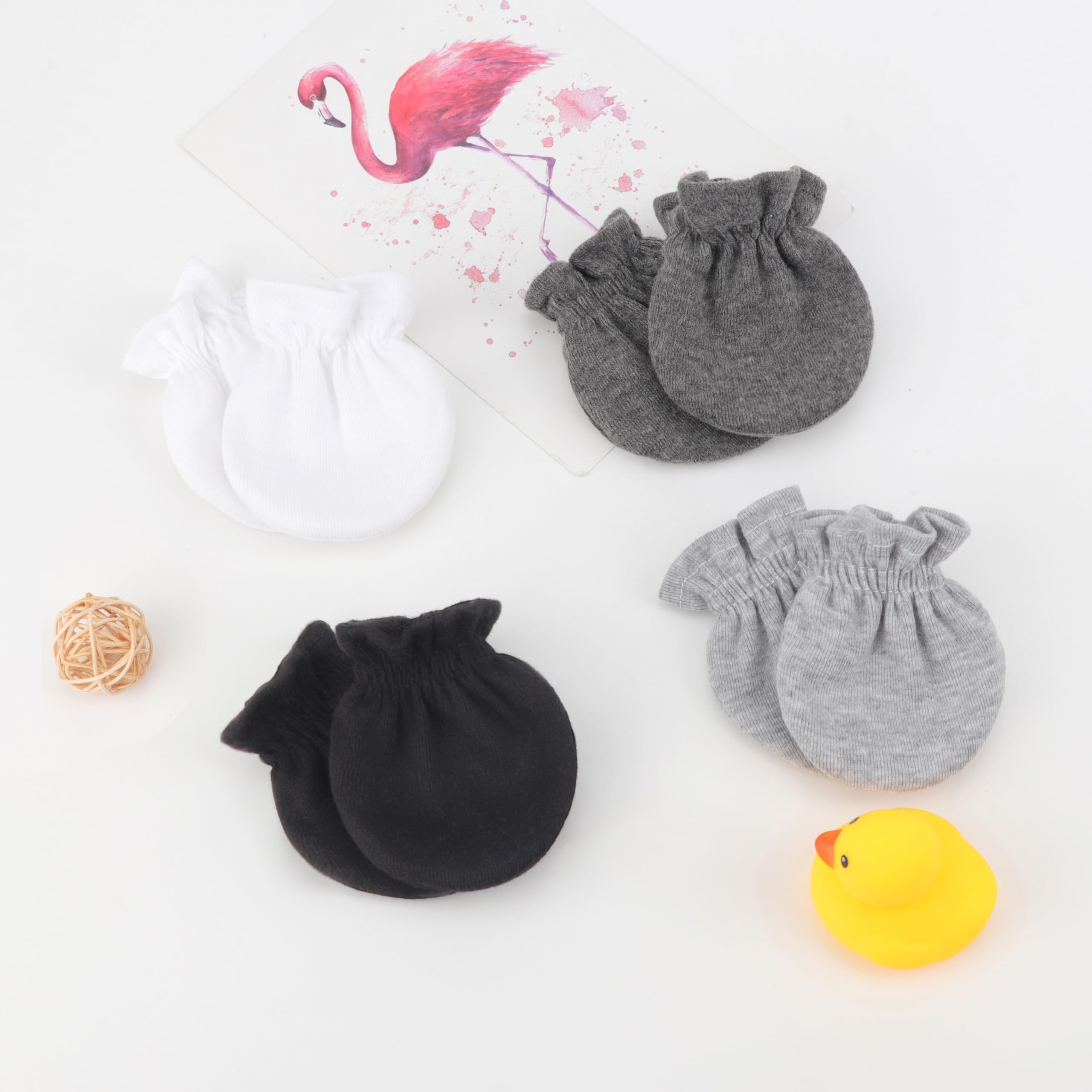 AQOKKA Newborn Baby Mittens No Scratch Elastic Wrist Gloves Infant Toddler Mittens for Baby Boy Girl 0-6 Months - Image 4