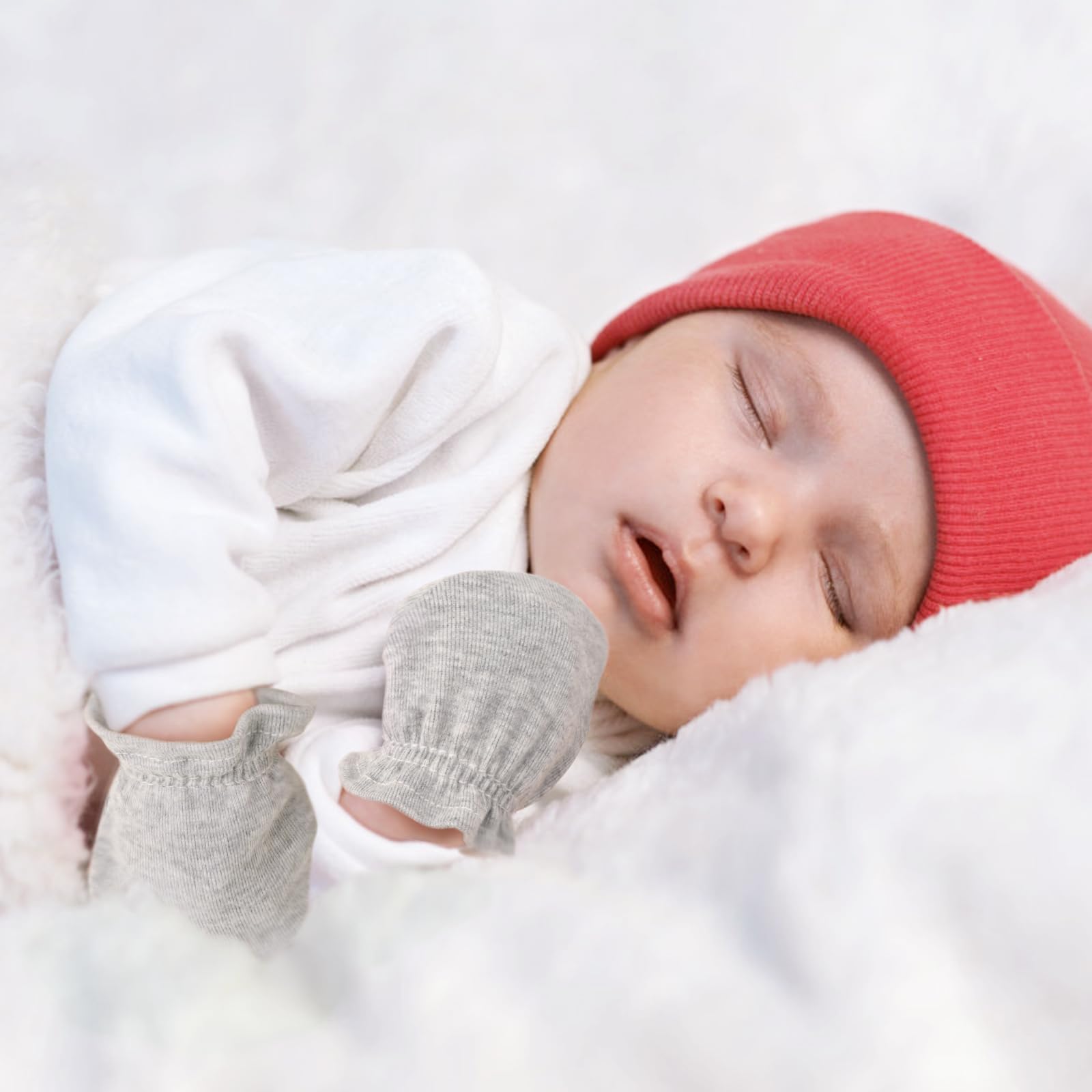 AQOKKA Newborn Baby Mittens No Scratch Elastic Wrist Gloves Infant Toddler Mittens for Baby Boy Girl 0-6 Months - Image 5