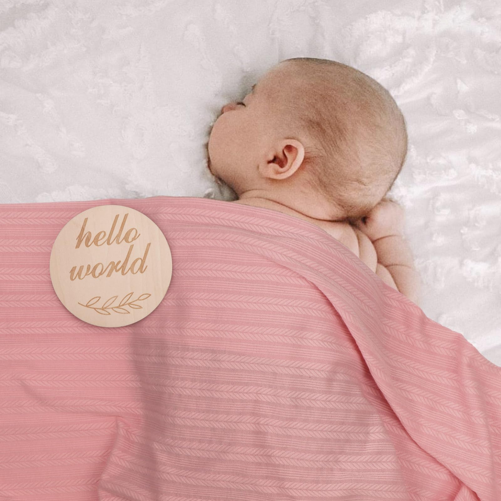 AQOKKA Newborn Receiving Blanket with Bow Hat Mittens Wooden Card Set Wheat-Pattern Newborns Toddler Baby Boy Girl Nursery Swaddle Wrap - Image 5