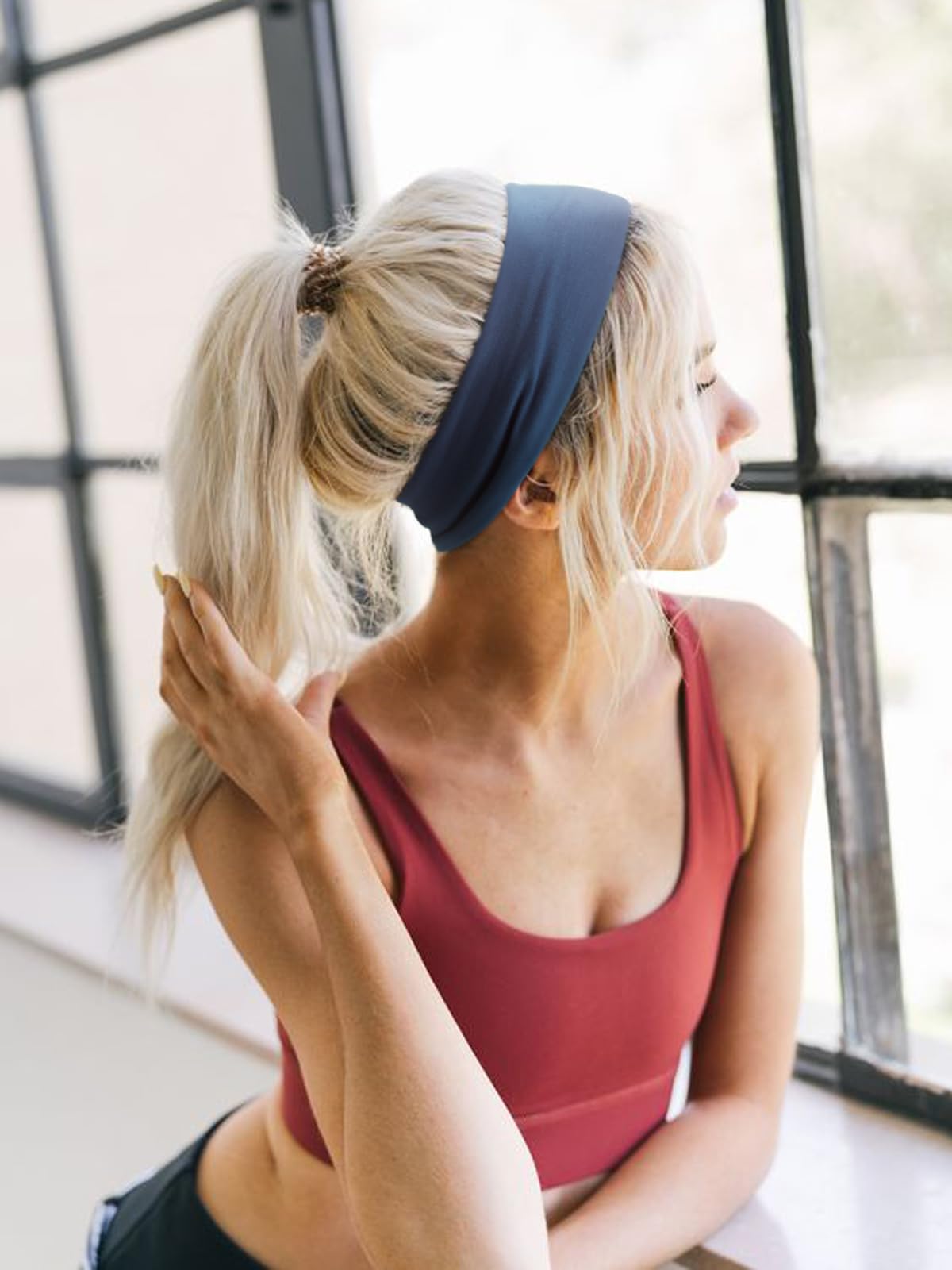 AQOKKA Sports Headbands for Women Non Slip Elastic Fashion Hair Bands for Women's Hair Soft Cloth Stretchy Hair Accessories for Exercise Workout Yoga Running - Image 3