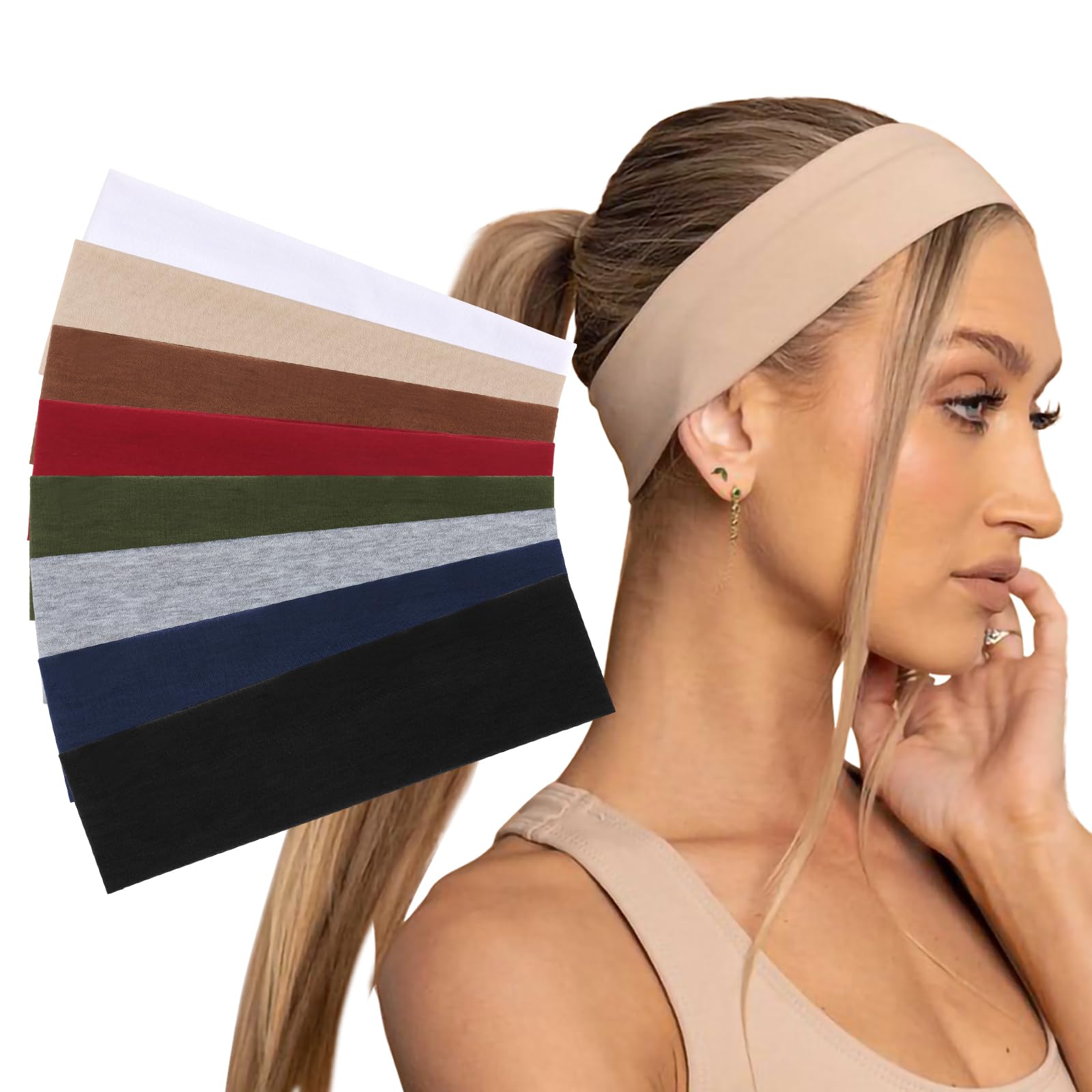 AQOKKA Sports Headbands for Women Non Slip Elastic Fashion Hair Bands for Women's Hair Soft Cloth Stretchy Hair Accessories for Exercise Workout Yoga Running - Image 7