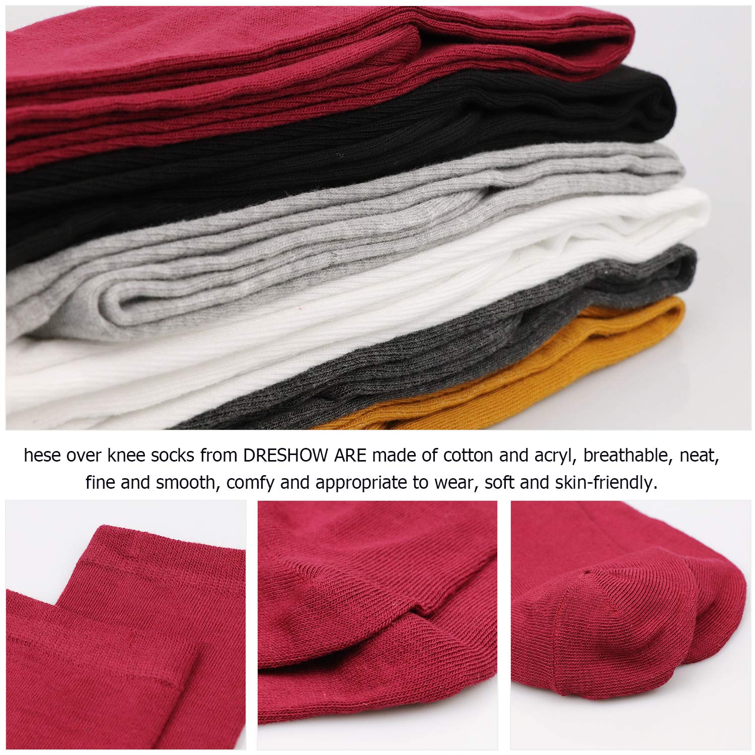 AQOKKA Thigh High Socks for Women Striped Over Knee Thigh Socks Long Boot Thigh High Stockings Leg Warmers for Girls - Image 3