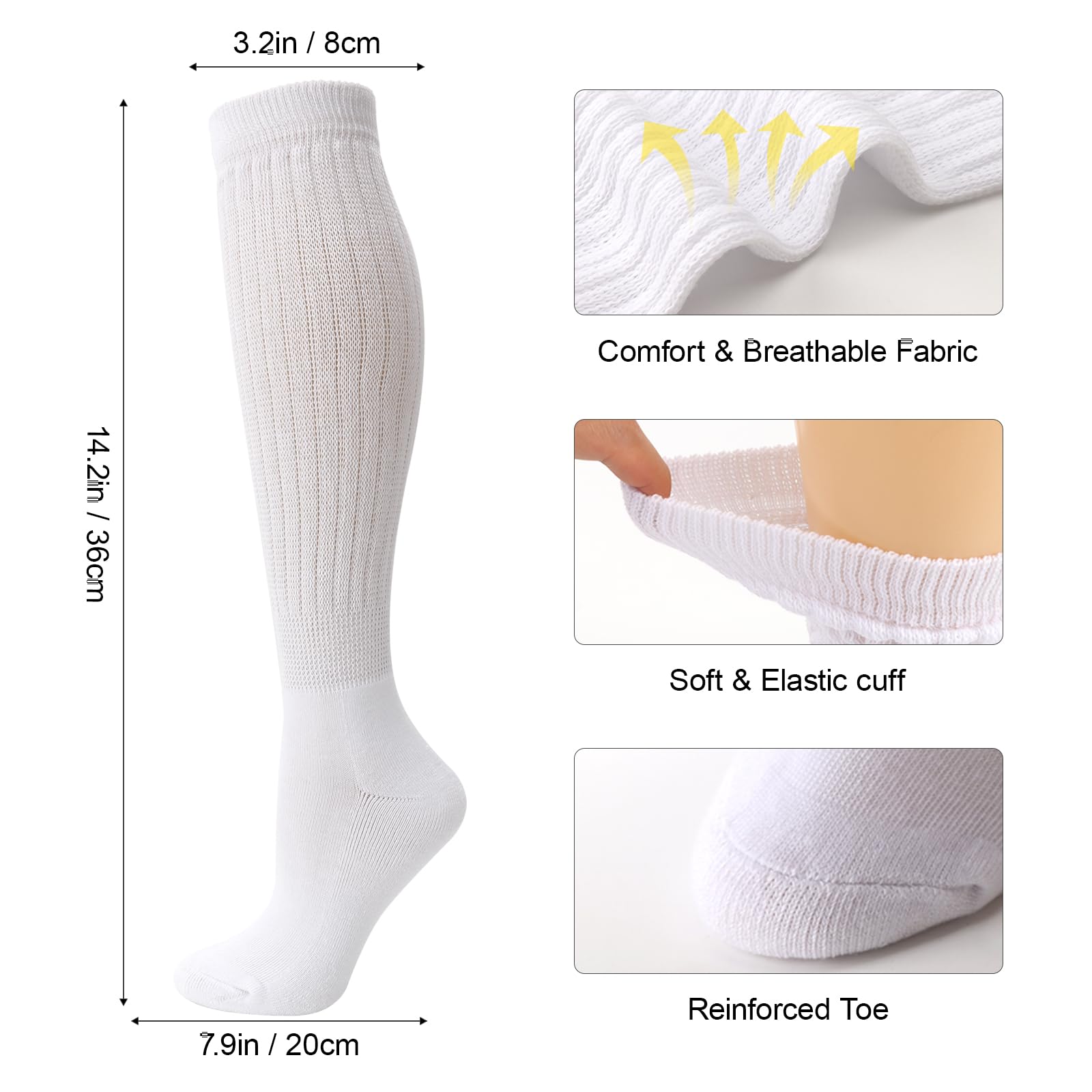 AQOKKA Women Slouch Socks Cotton Knit Soft Scrunch Boot Long Knee High Socks Stacked Thigh High Tube Sock Size 5-11 - Image 3