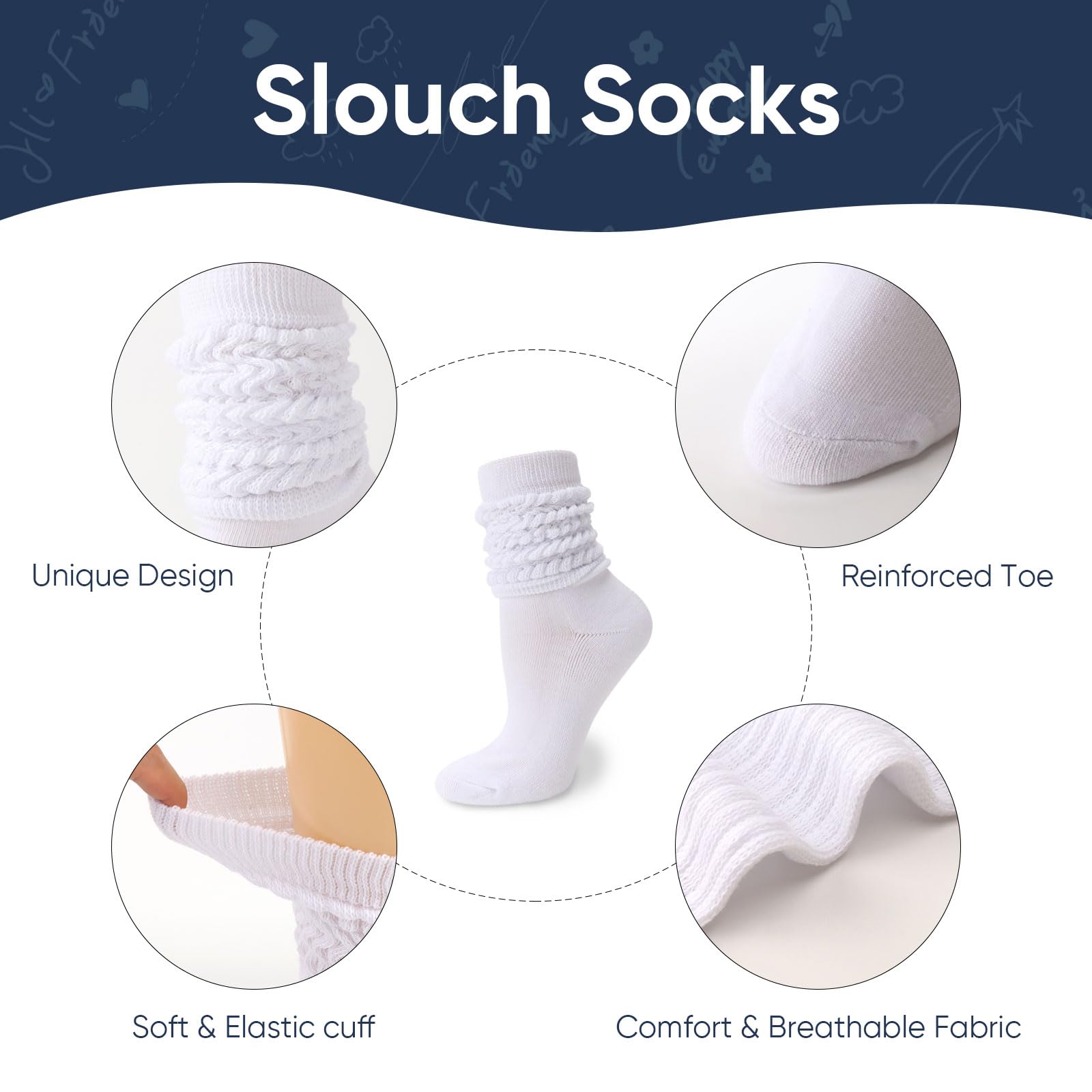 AQOKKA Women Slouch Socks Cotton Knit Soft Scrunch Boot Long Knee High Socks Stacked Thigh High Tube Sock Size 5-11 - Image 6