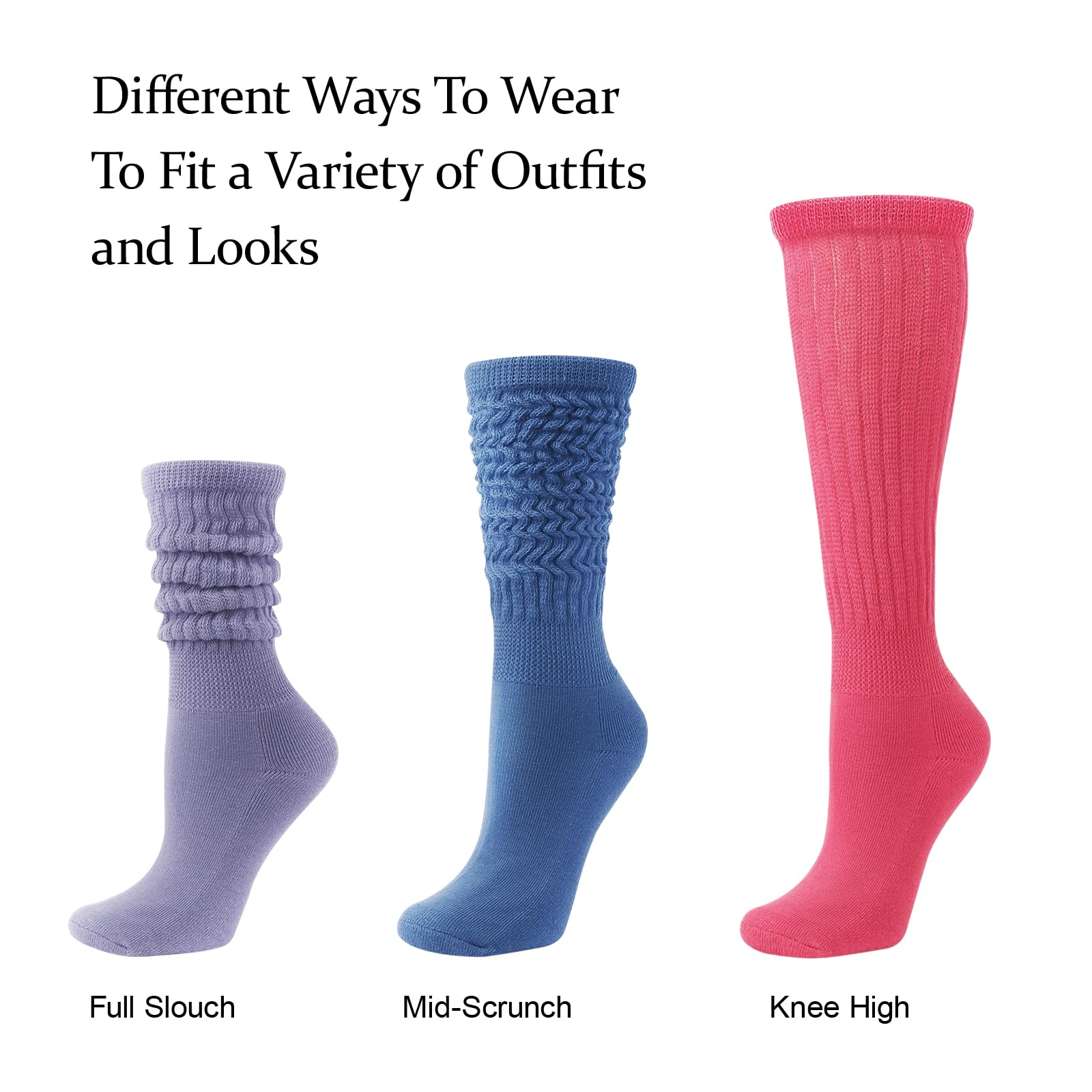 AQOKKA Women Slouch Socks Cotton Knit Soft Scrunch Boot Long Knee High Socks Stacked Thigh High Tube Sock Size 5-11 - Image 4